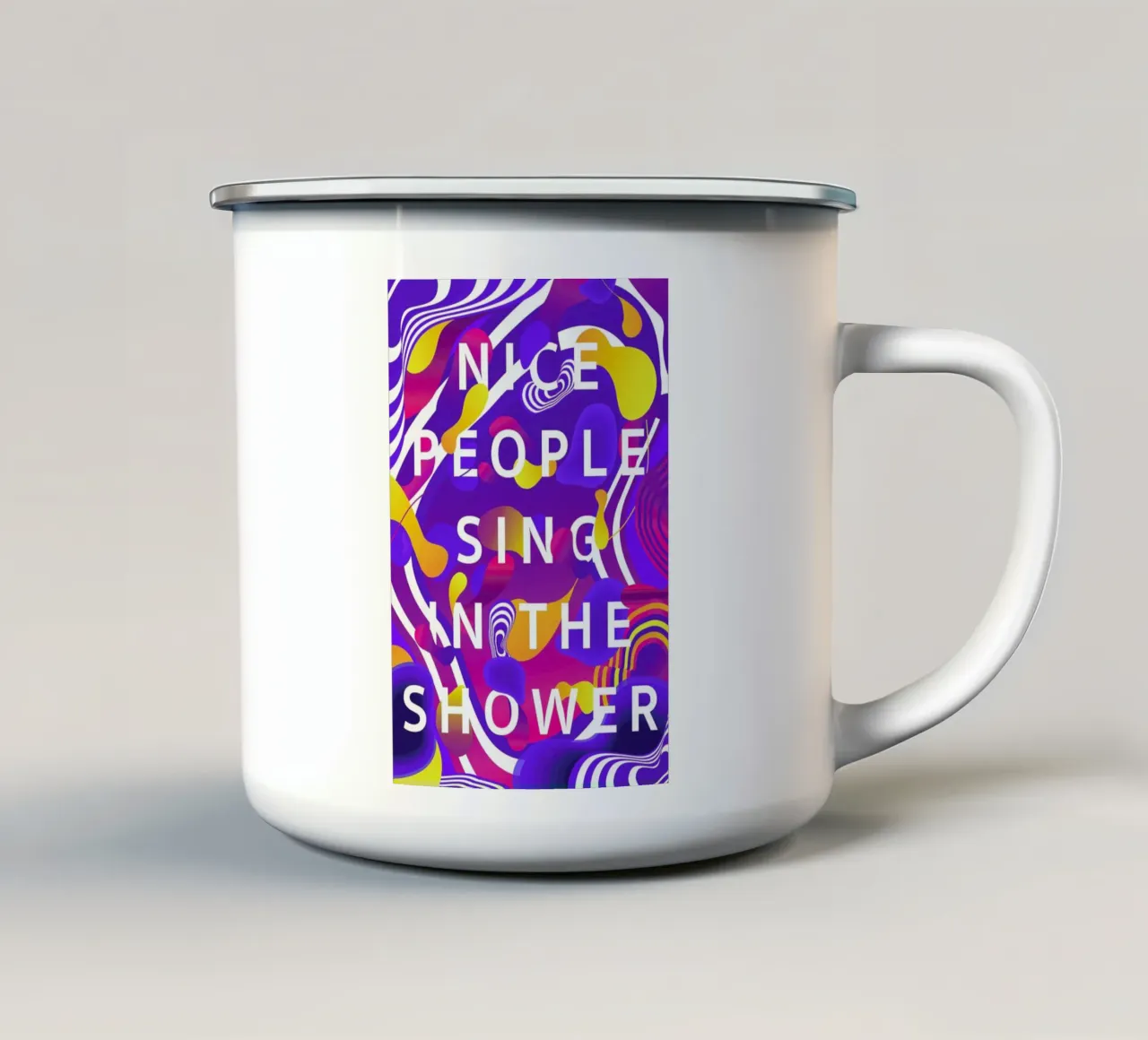Nice People Sing in the Shower tazza in smalto da Danny Ivan