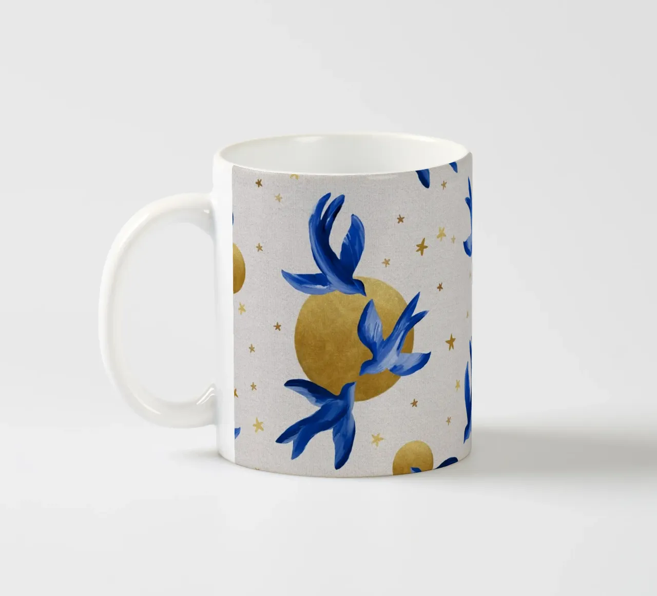 Uccelli blu tazza in ceramica da Orara Studio