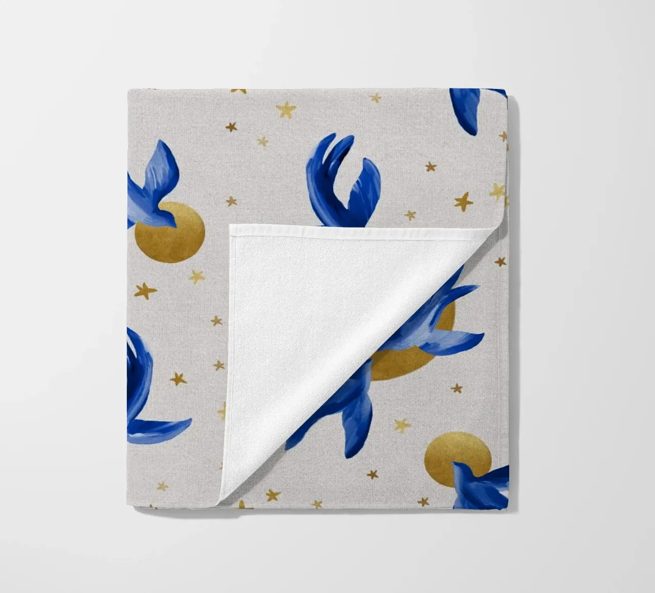 Blue Birds beach towel by Orara Studio