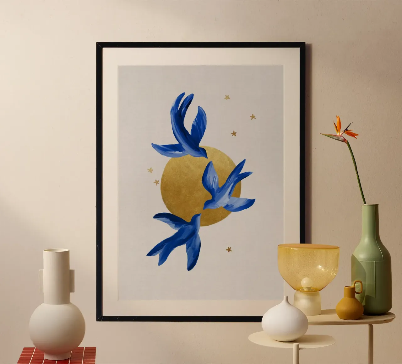 Blaue Vögel Hahnemühle von Orara Studio