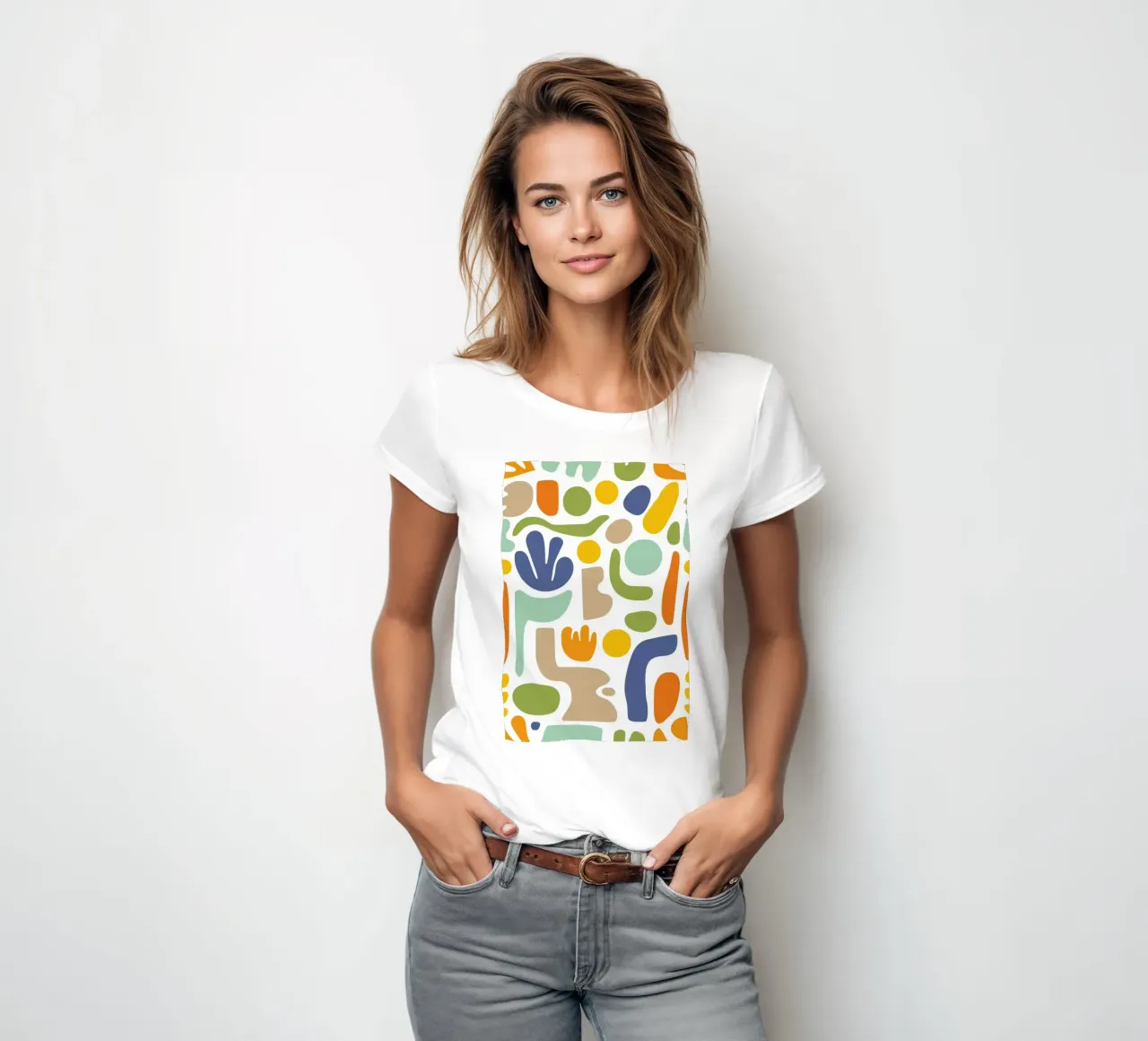 Matisse Mid Century Pattern Forme libere in colori retrò t-shirt da donna da Andrea Haase Modern Home