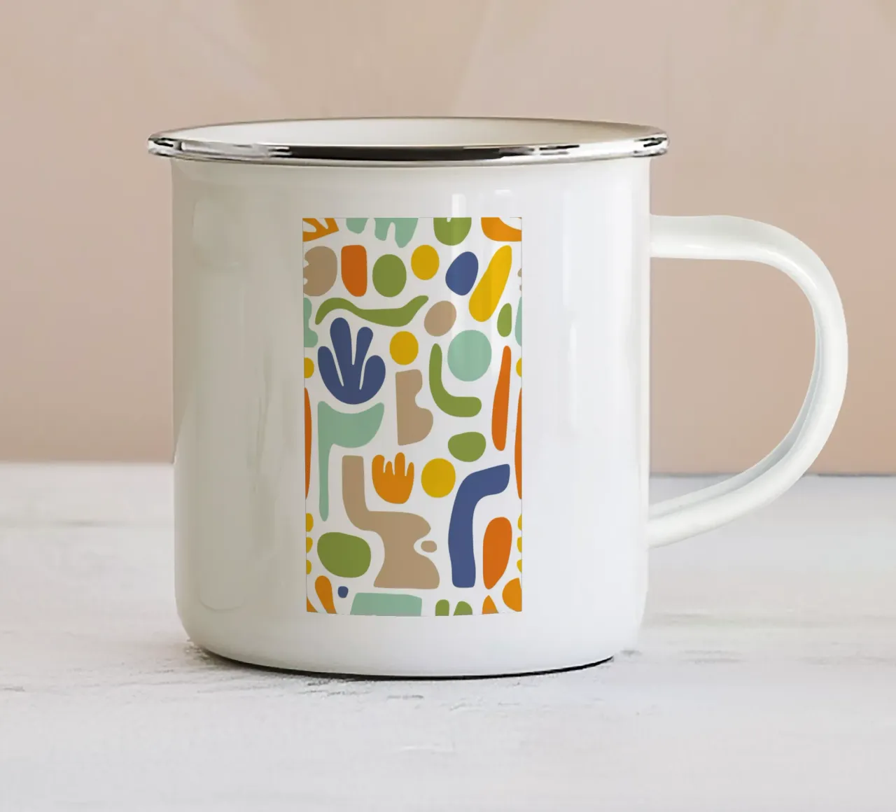 Matisse Mid Century Pattern Forme libere in colori retrò tazza in smalto da Andrea Haase Modern Home