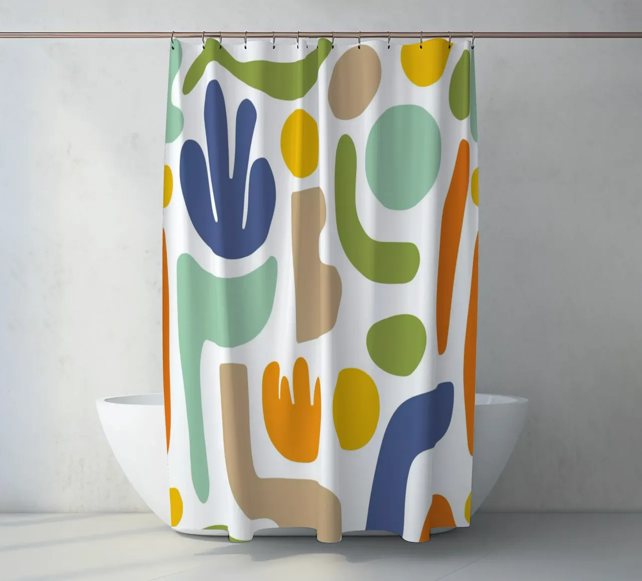 Matisse Mid Century Pattern Forme libere in colori retrò tenda da doccia da Andrea Haase Modern Home