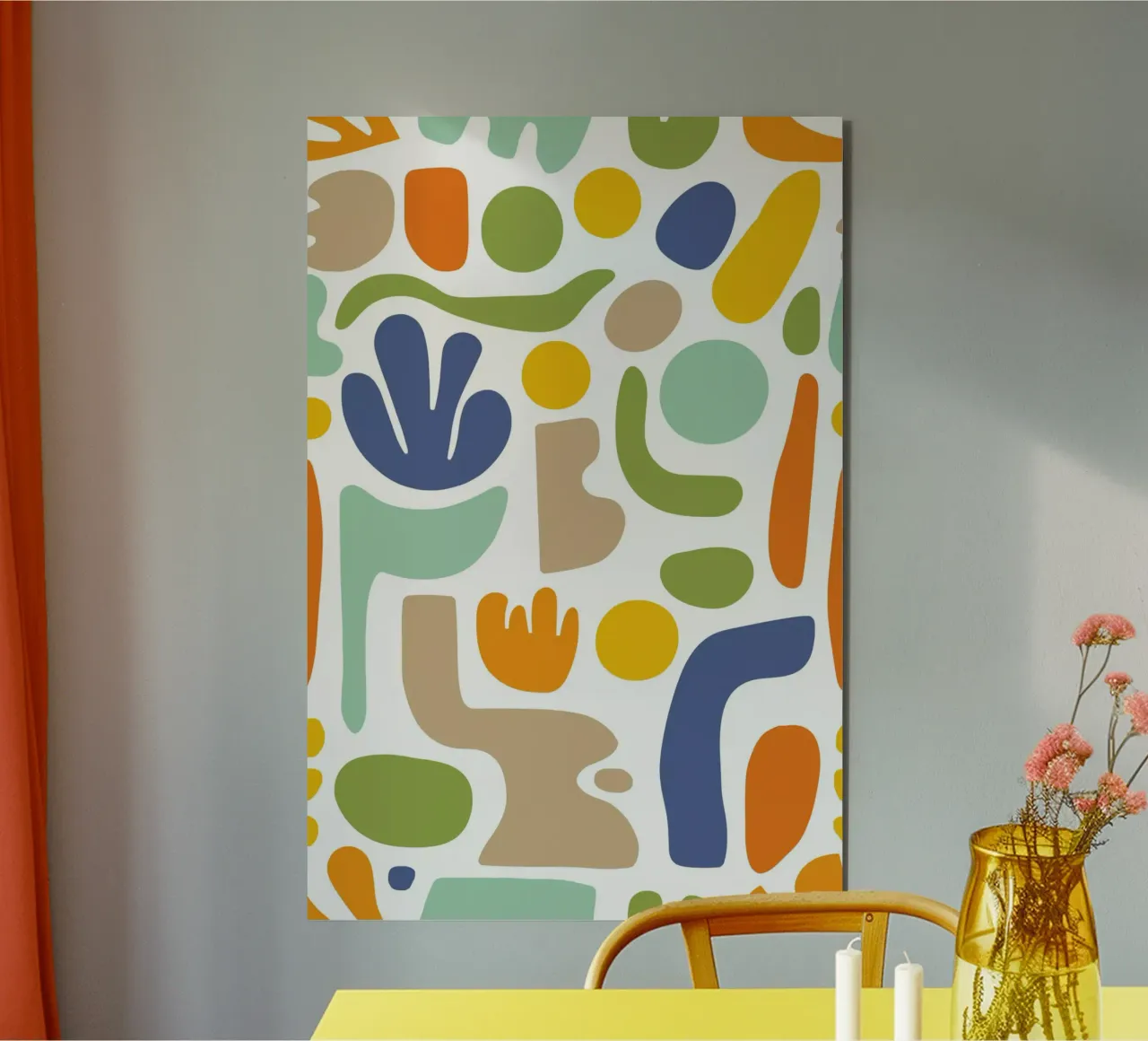 Matisse Mid Century Pattern Forme libere in colori retrò alluminio dibond da Andrea Haase Modern Home