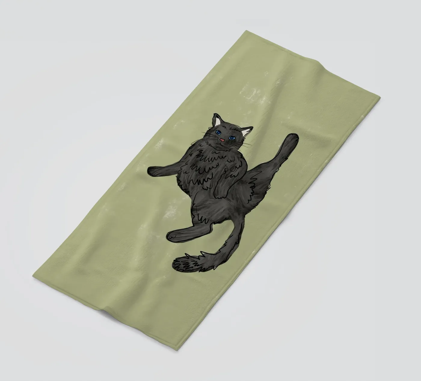 Gatto nero telo mare da Orara Studio