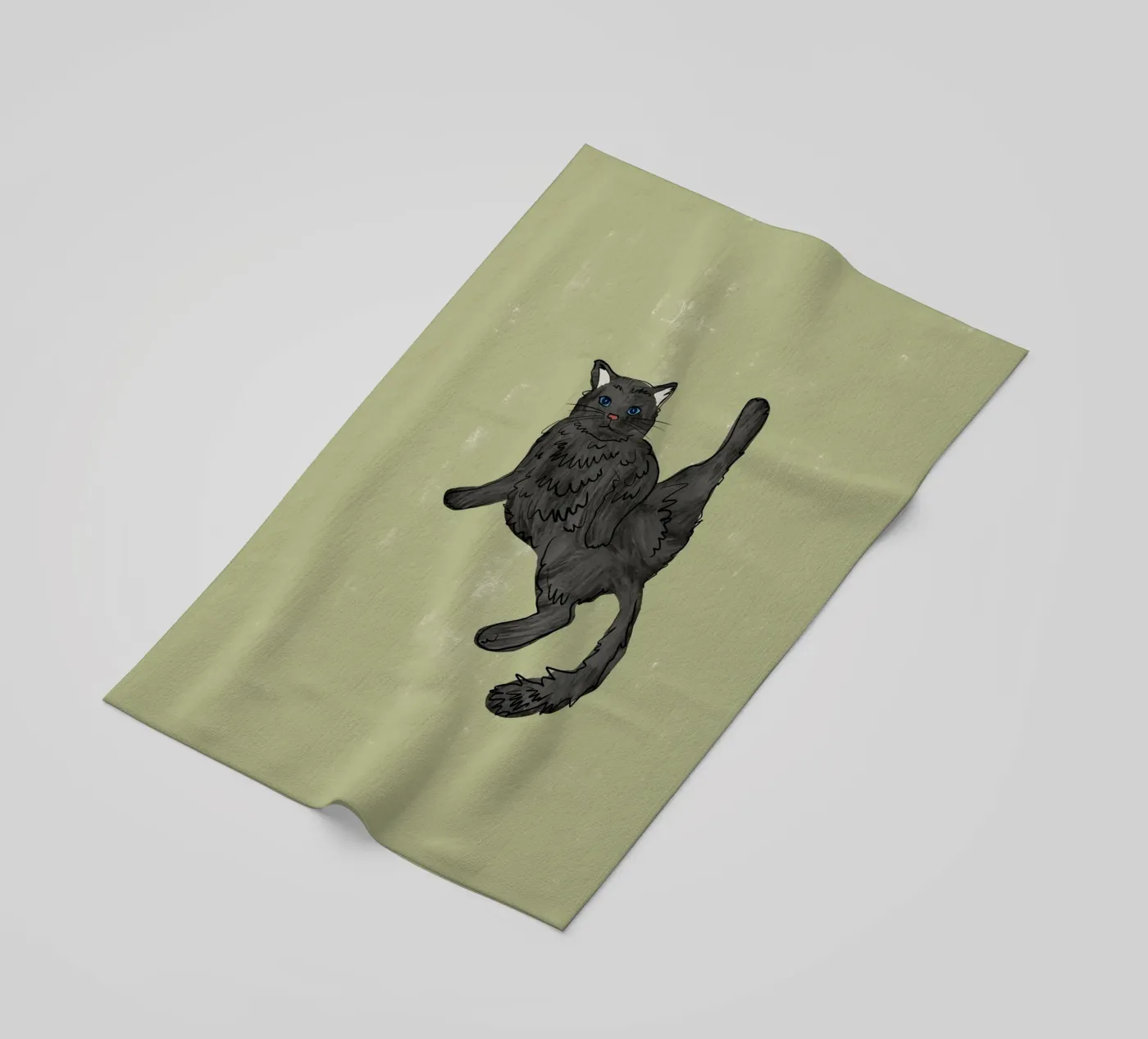 Gatto nero telo mare da Orara Studio