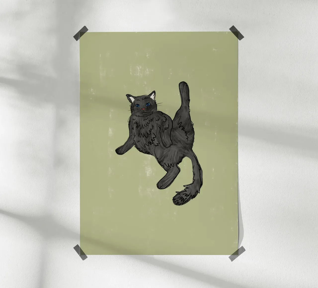 Gatto nero poster con telaio in plastica da Orara Studio
