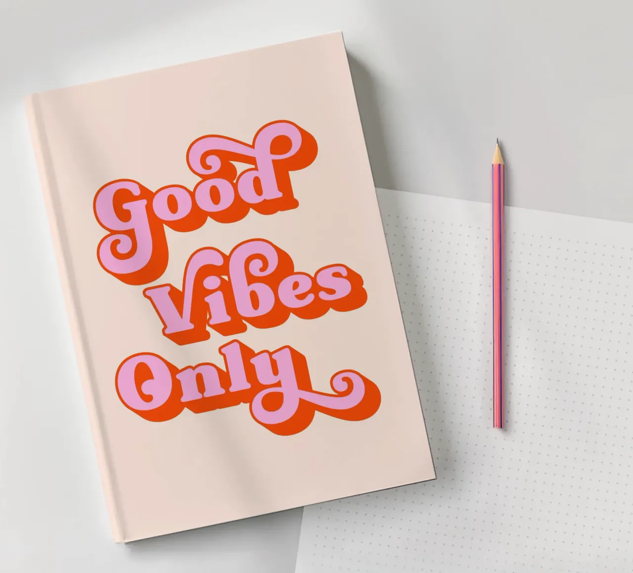 Good Vibes Only (Peach and pink tone) notebook by Paigaam Studio