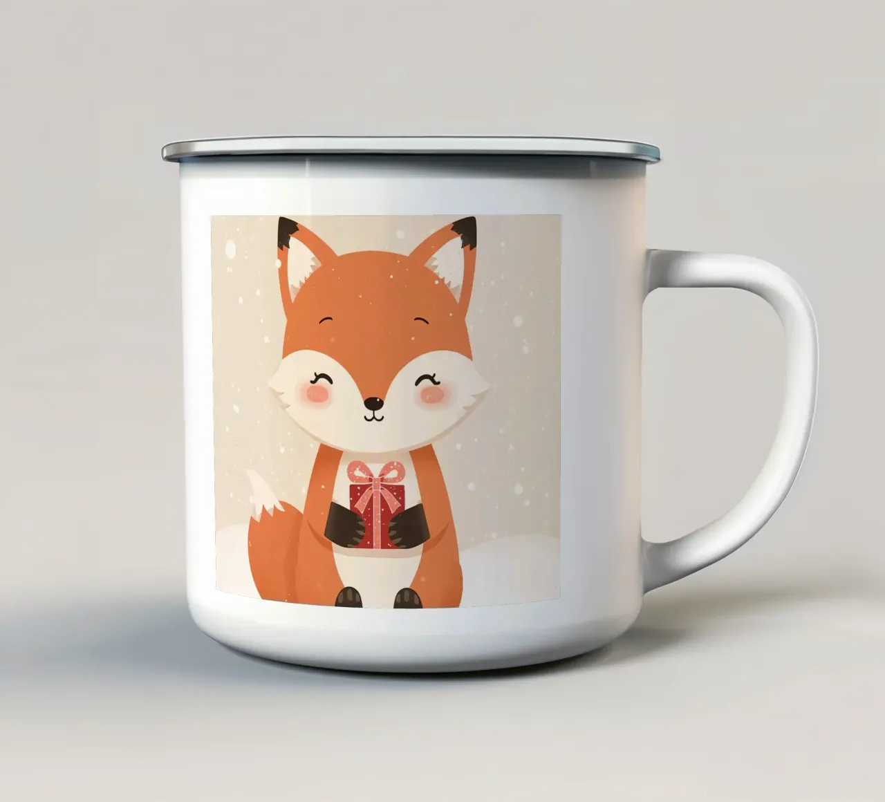 Voxy con un regalo invernale rosso tazza in smalto da Voxy's Adventures
