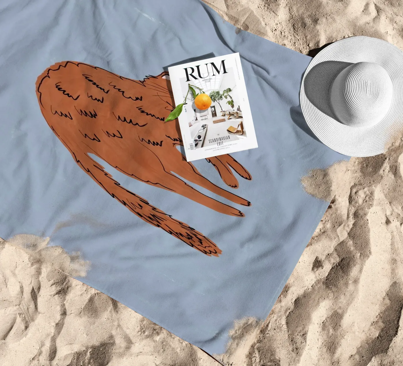 Ginger Cat beach towel by Orara Studio