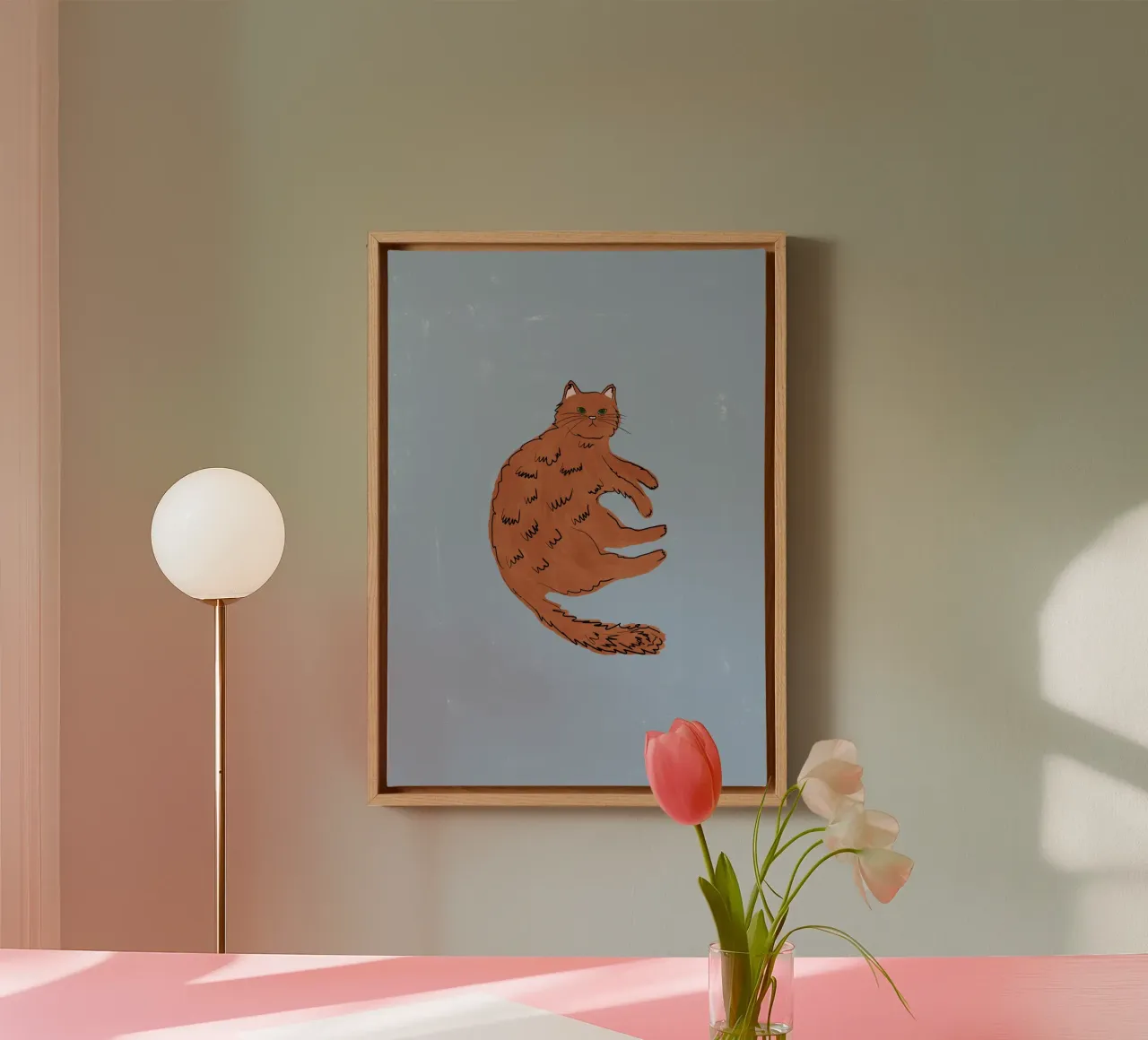 Ginger Cat tela con Cornice a cassetta da Orara Studio
