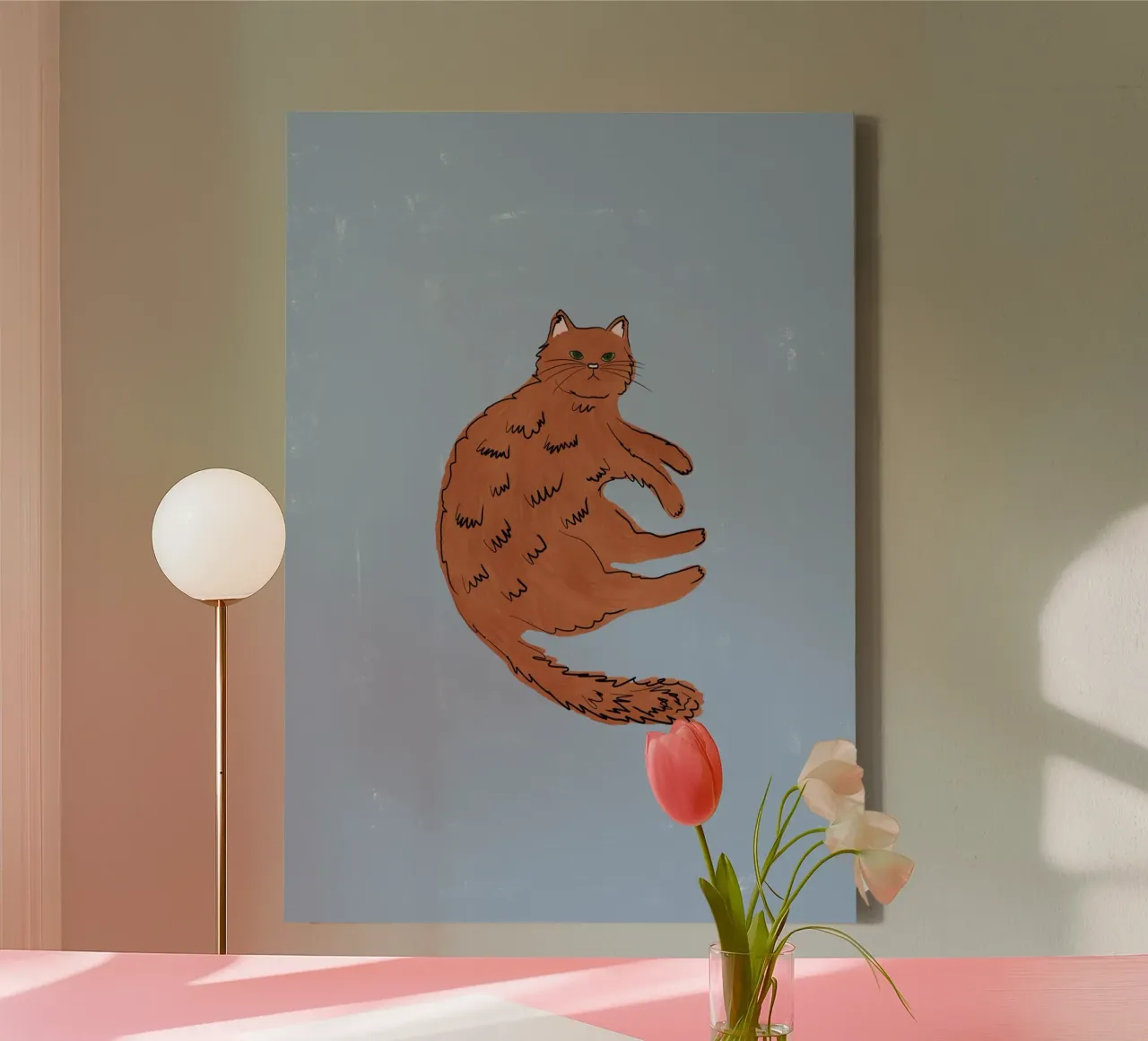 Ginger Cat tela con Cornice a cassetta da Orara Studio