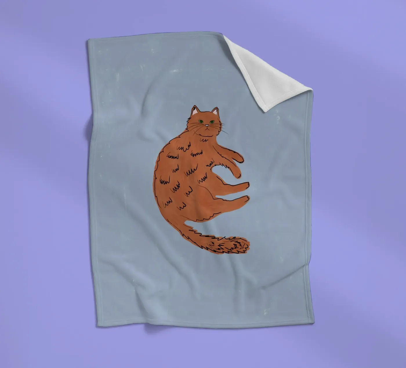Chat gingembre plaid polaire de Orara Studio