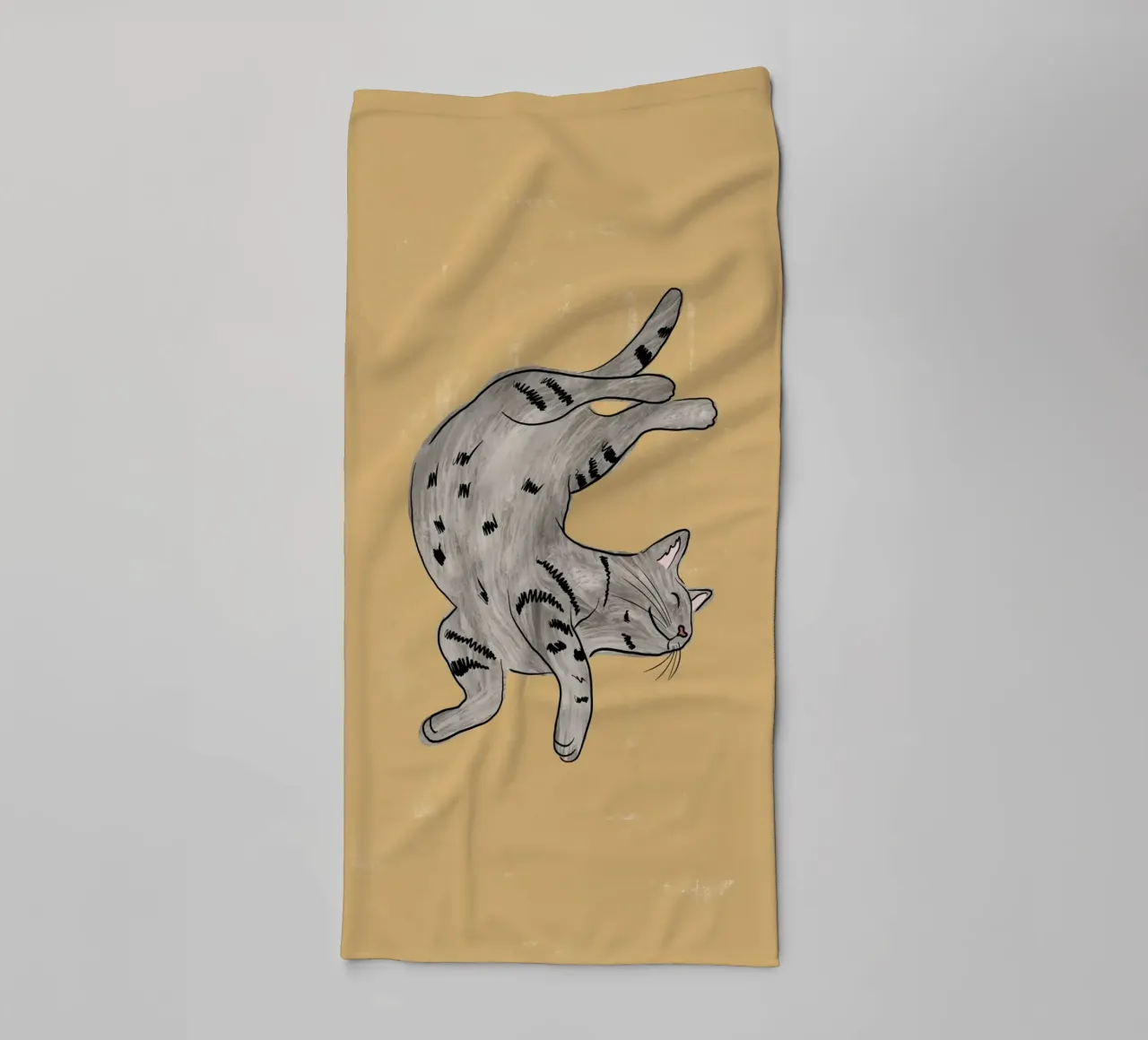 Grey Cat towel by Orara Studio