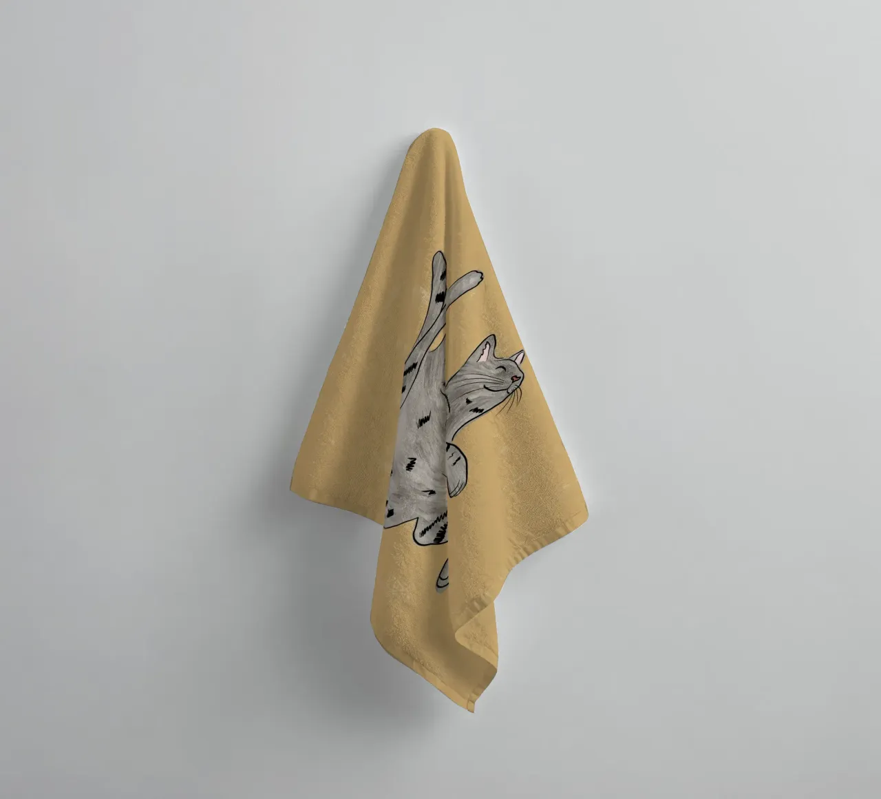 Grey Cat towel by Orara Studio