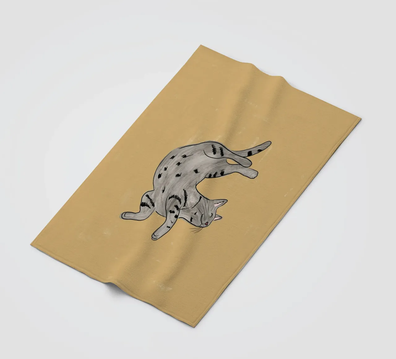 Grey Cat fleece blanket by Orara Studio