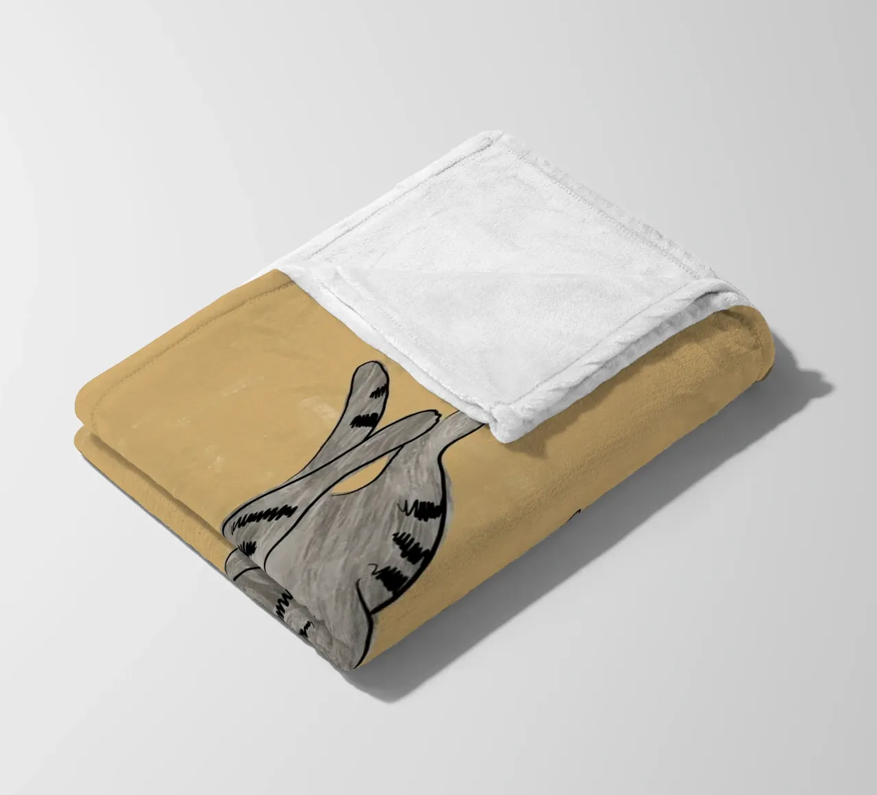 Grey Cat fleece blanket by Orara Studio