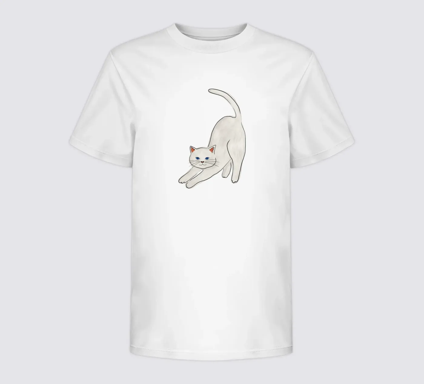 Witte kat kinder t-shirt van Orara Studio