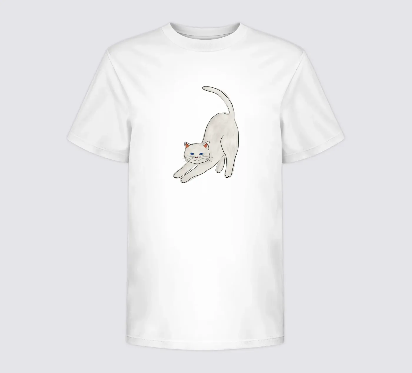 Witte kat kinder t-shirt van Orara Studio