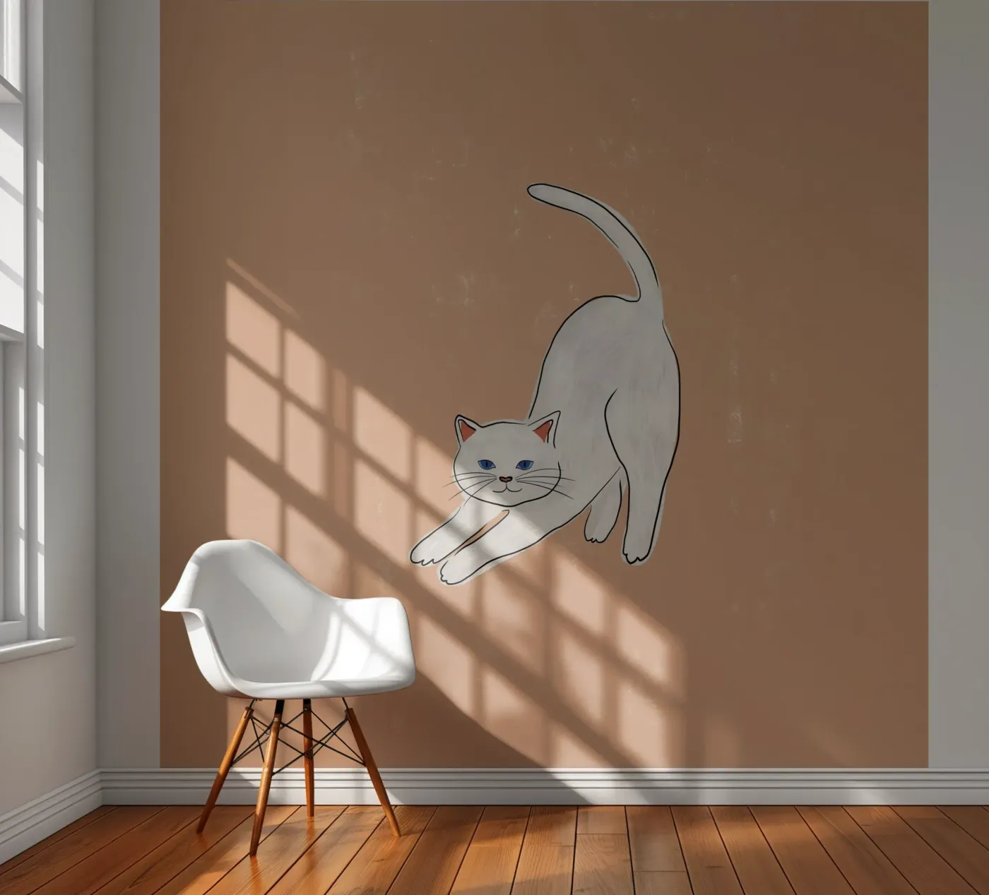 Witte kat fotobehang van Orara Studio