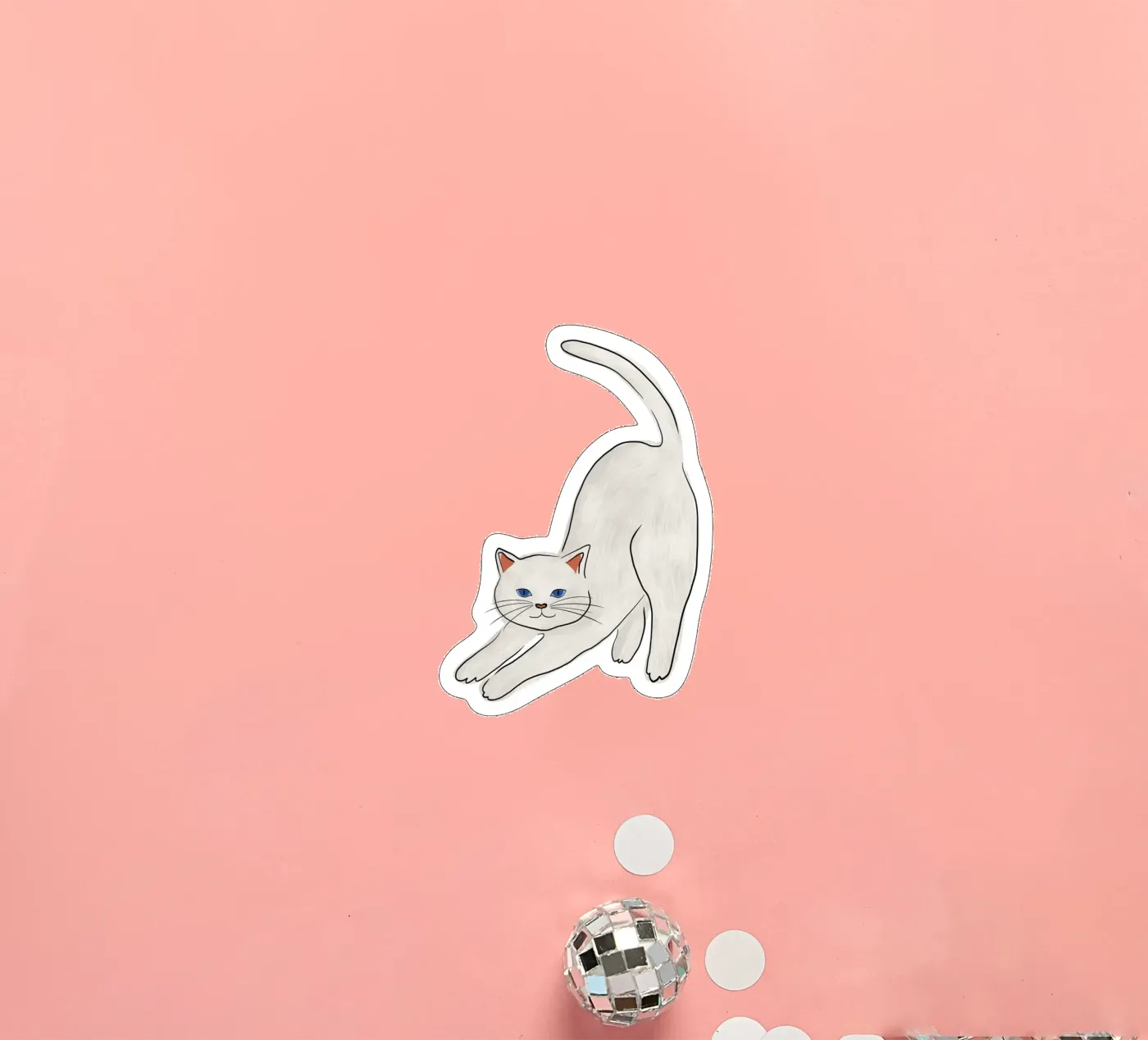 Witte kat sticker van Orara Studio