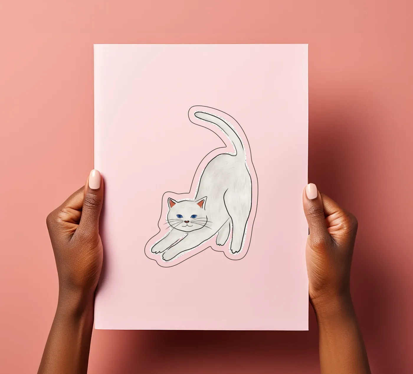 Witte kat stickervel van Orara Studio