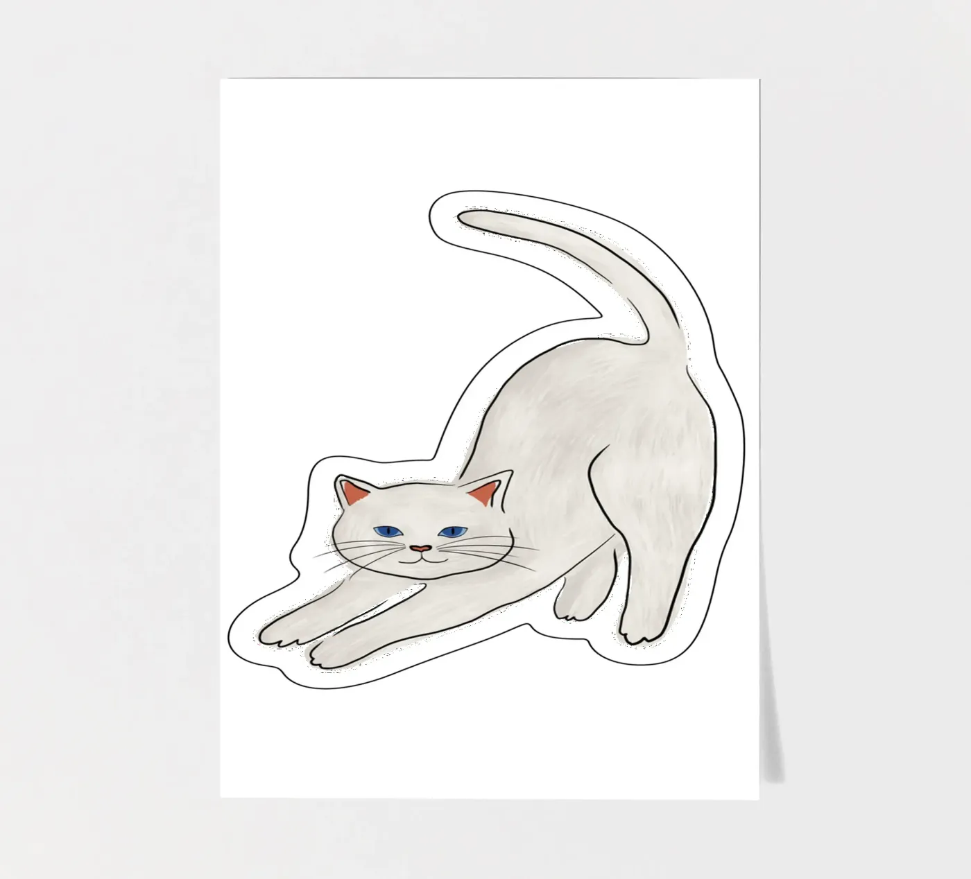 Witte kat stickervel van Orara Studio