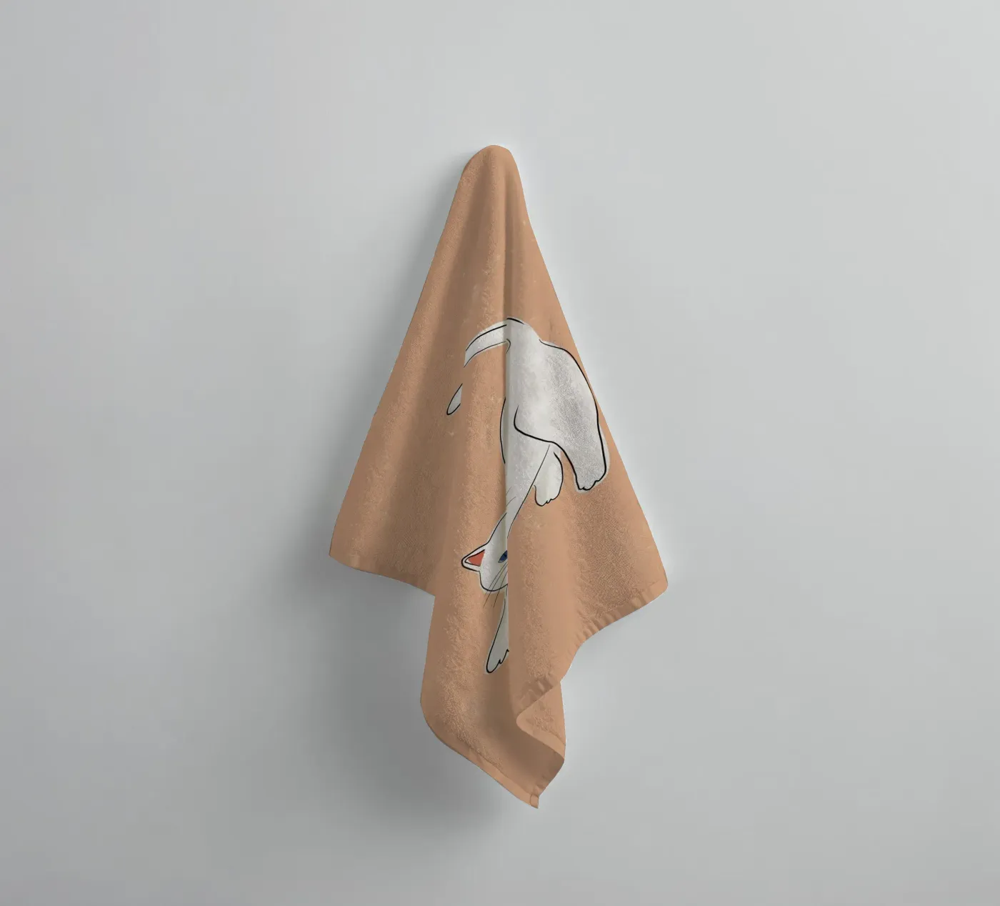 Witte kat badhanddoek van Orara Studio