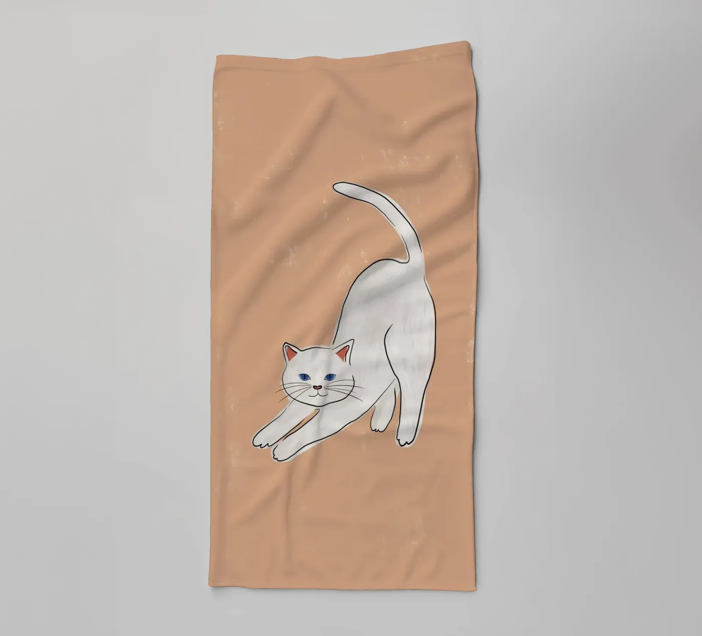 Witte kat badhanddoek van Orara Studio