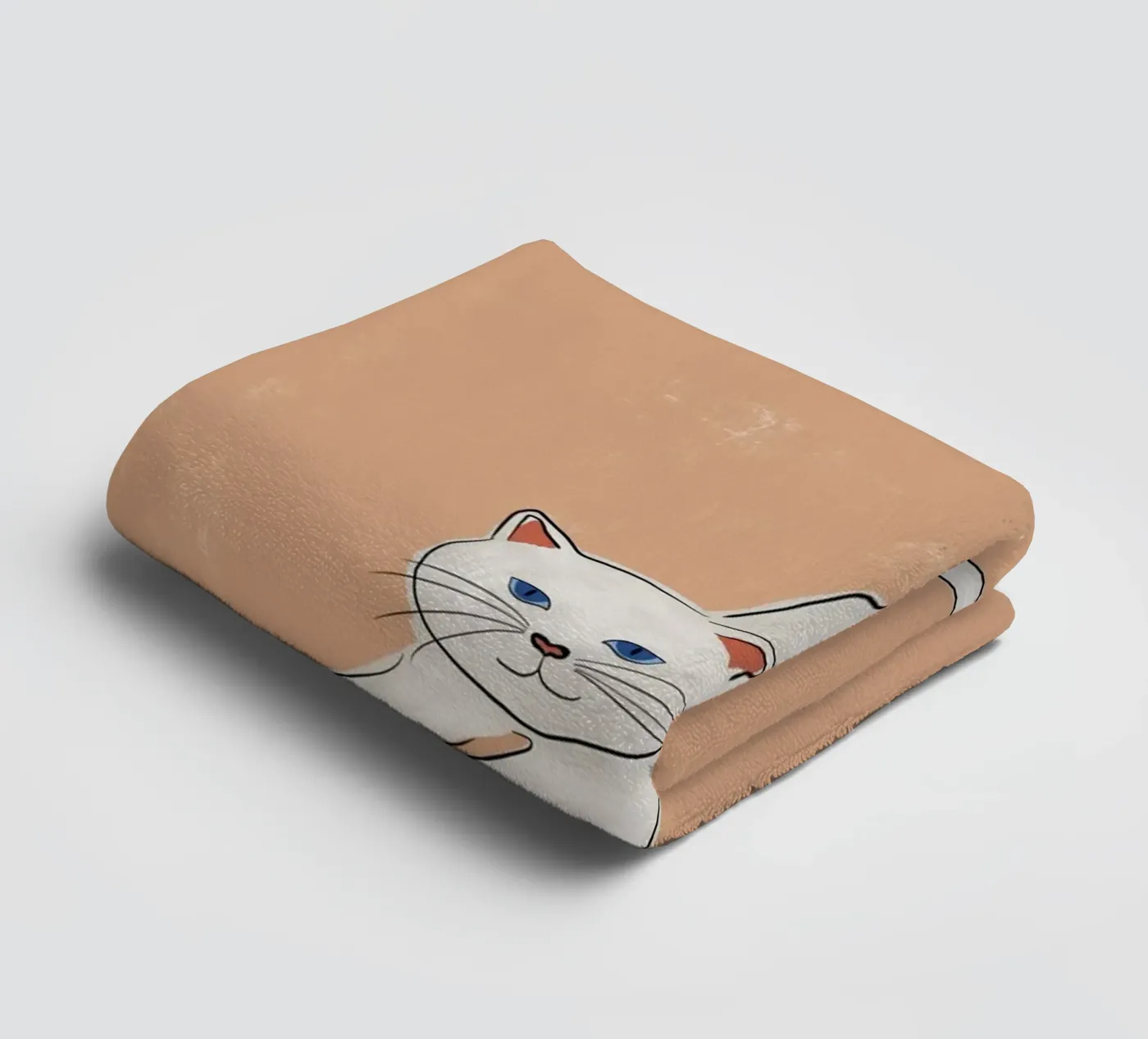 Witte kat badhanddoek van Orara Studio