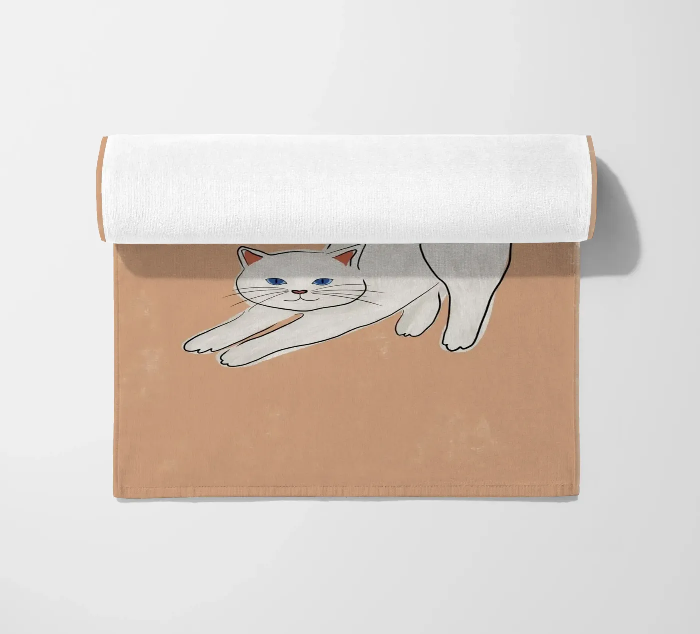 Gatto bianco telo mare da Orara Studio
