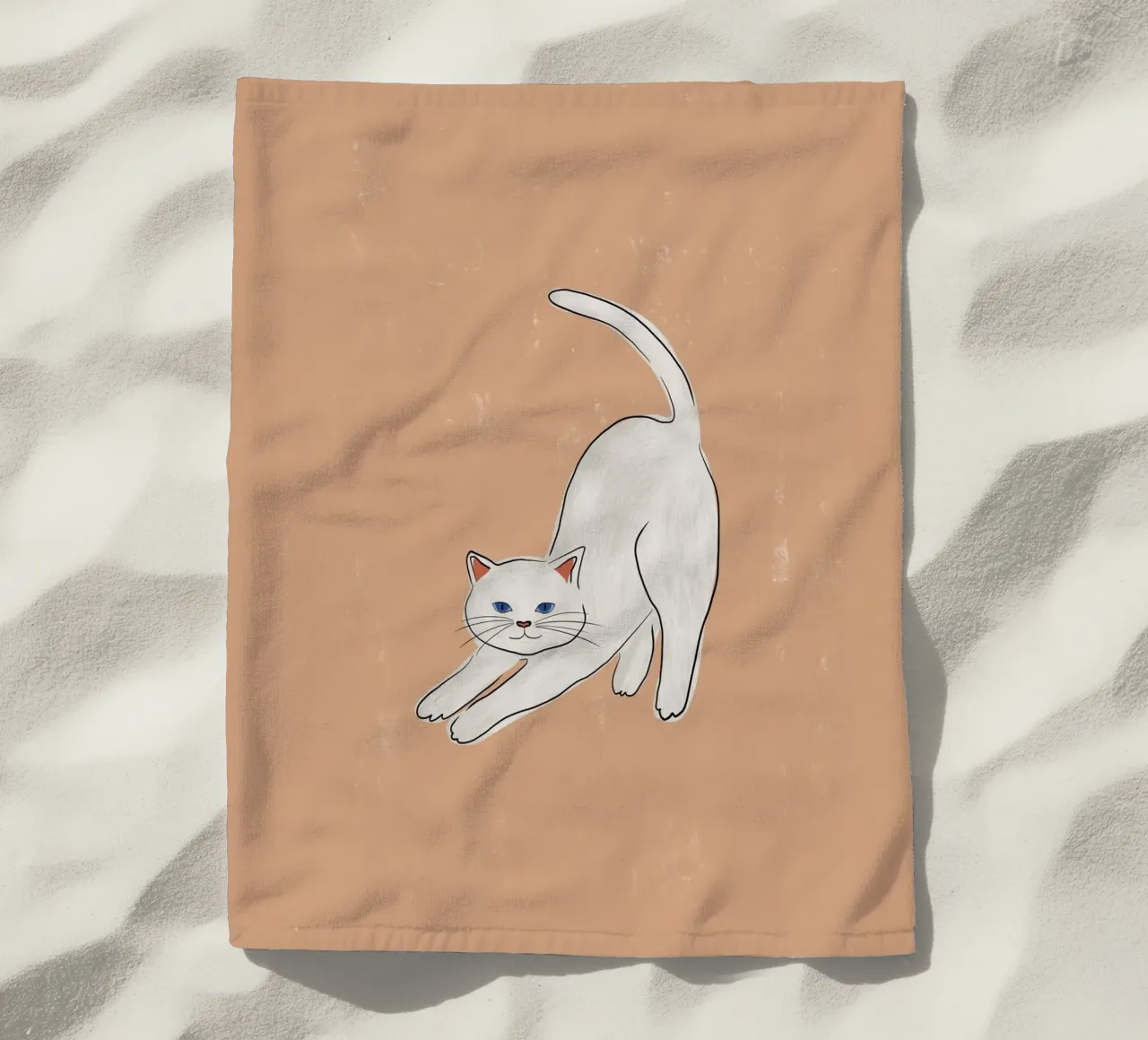Gatto bianco telo mare da Orara Studio