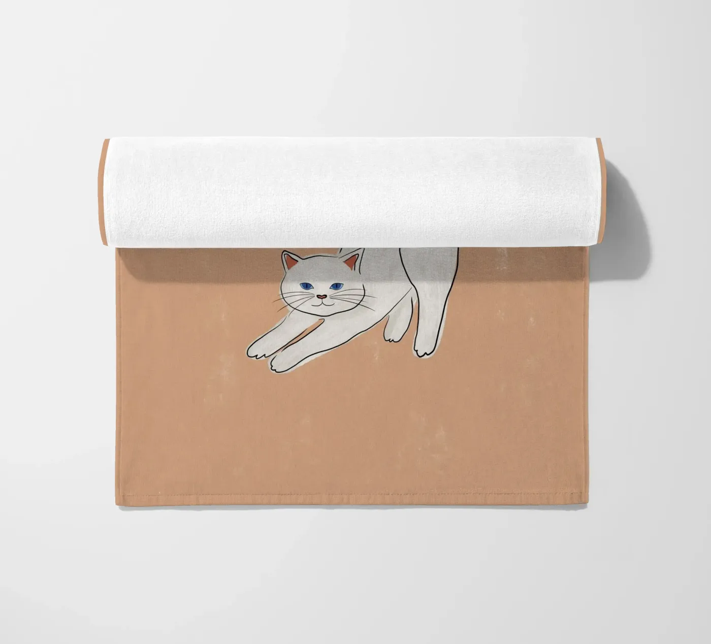 Gatto bianco telo mare da Orara Studio