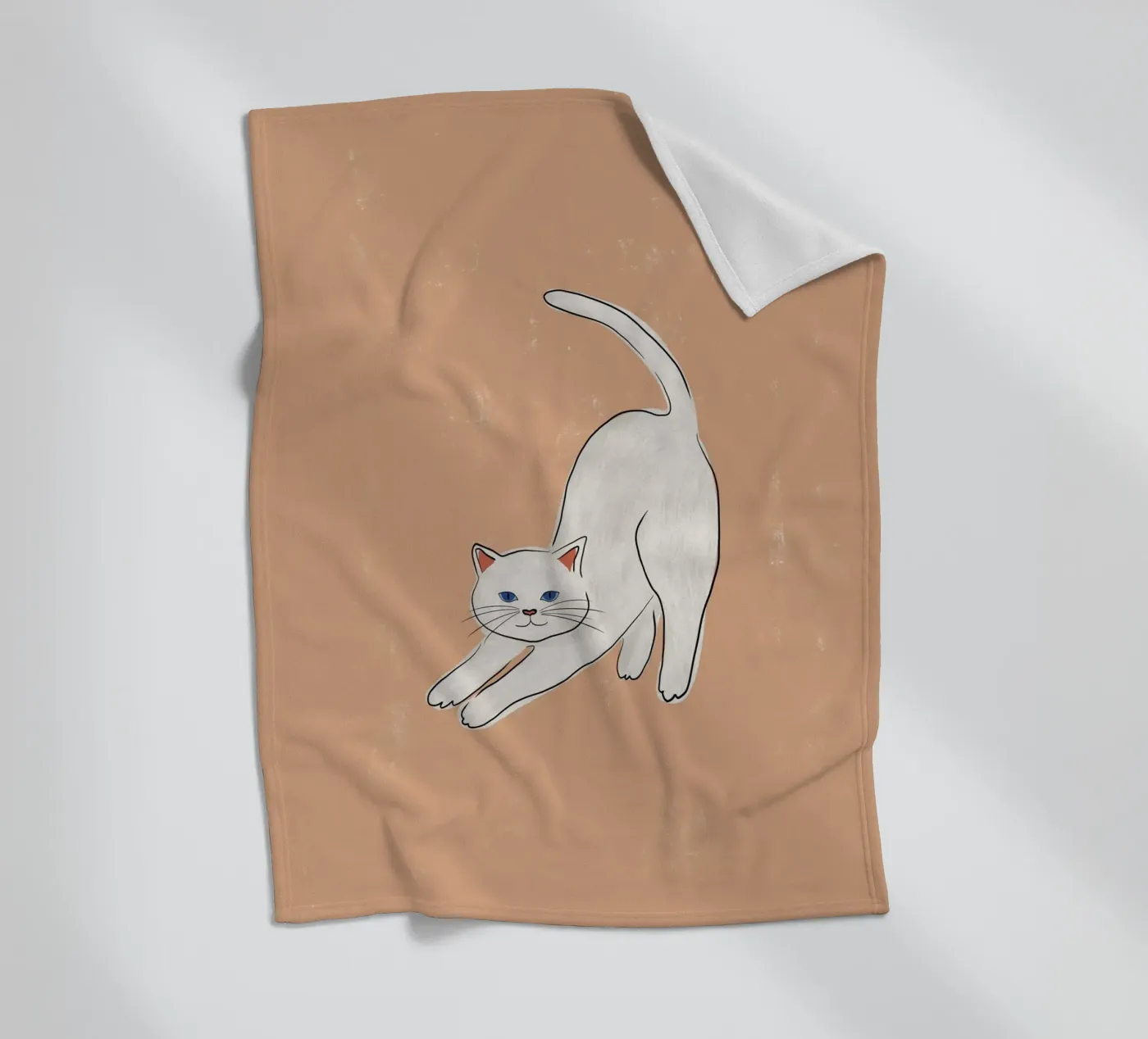 Witte kat fleecedeken van Orara Studio