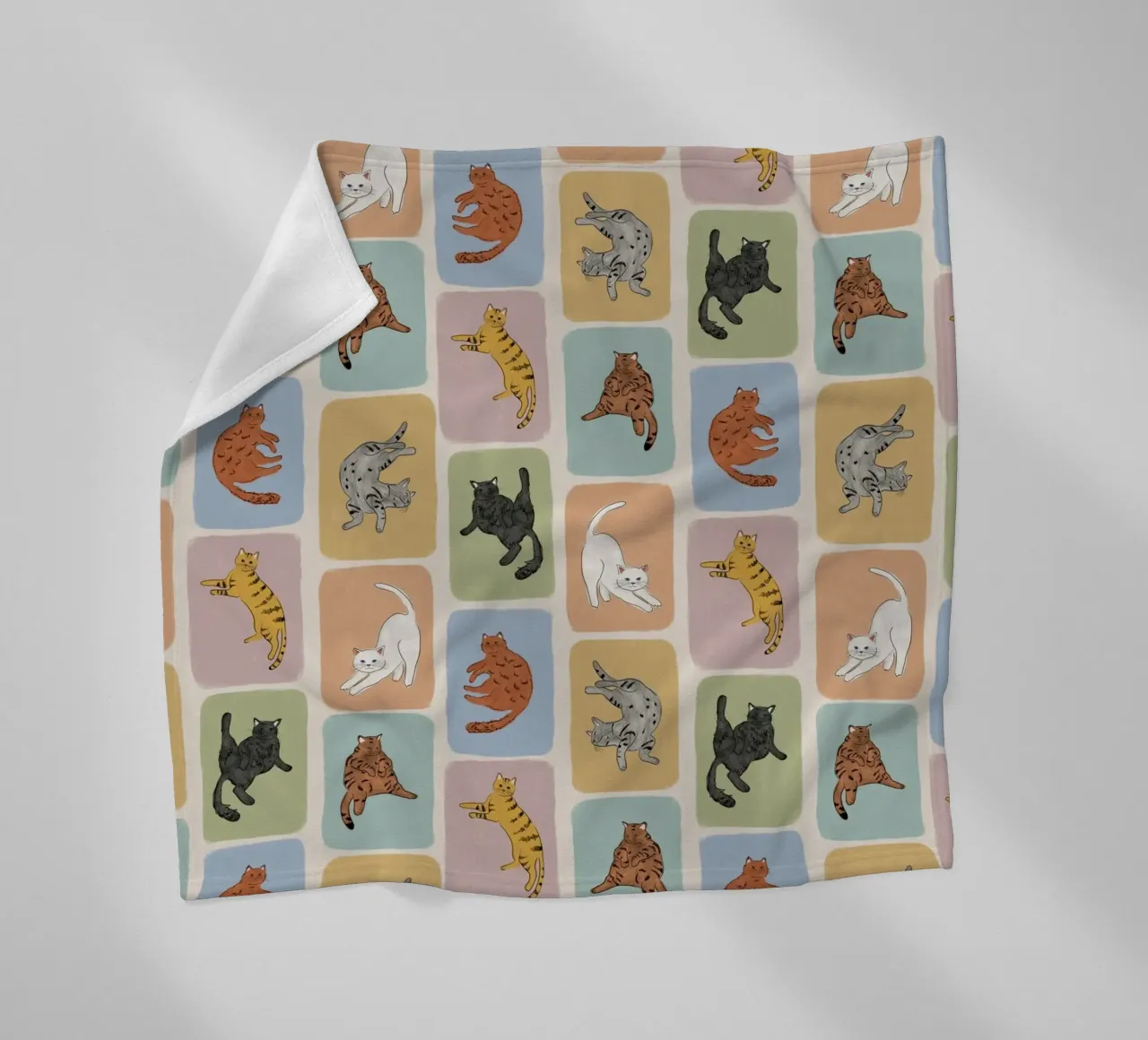 White Cat fleece blanket by Orara Studio
