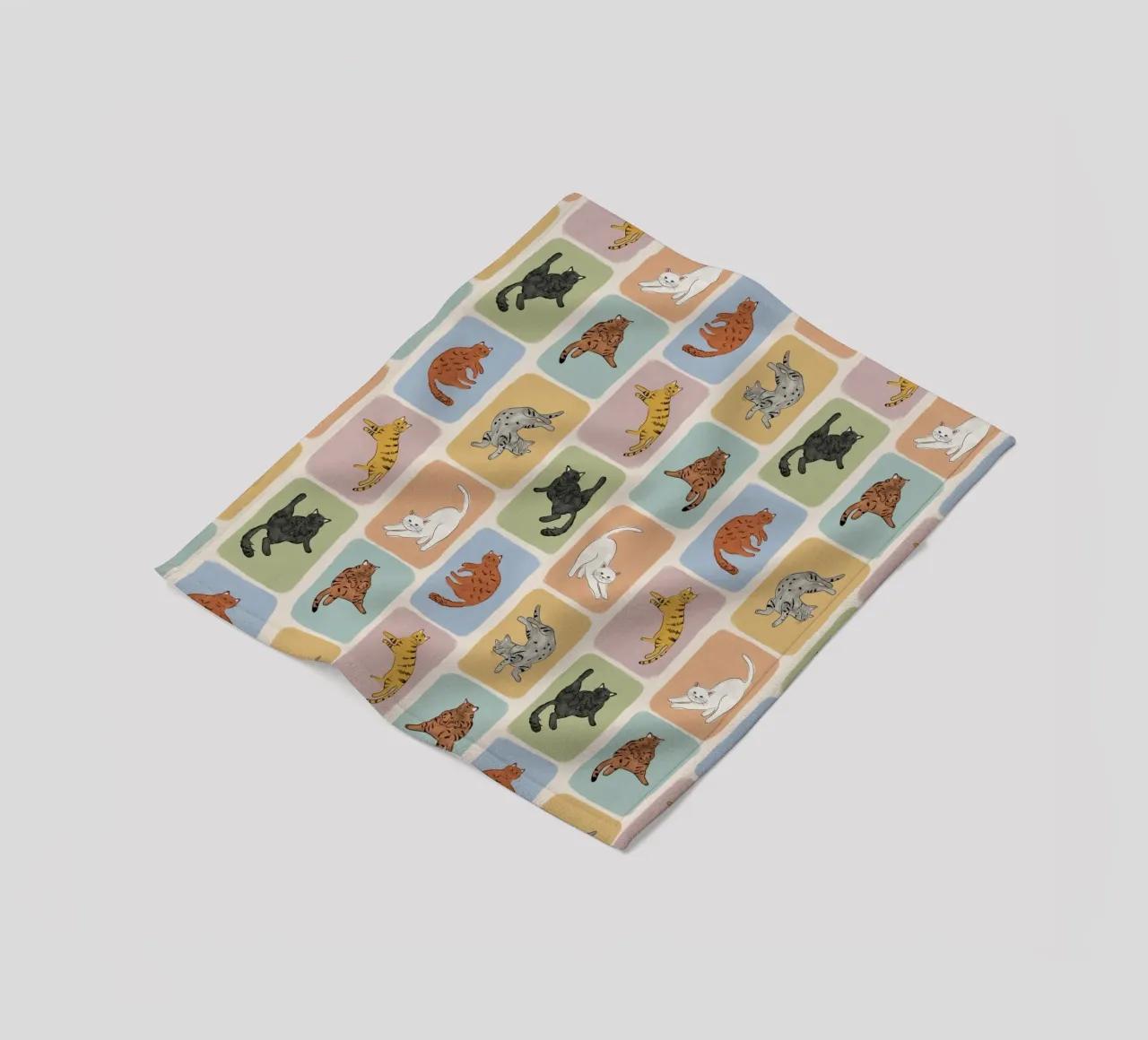 White Cat fleece blanket by Orara Studio