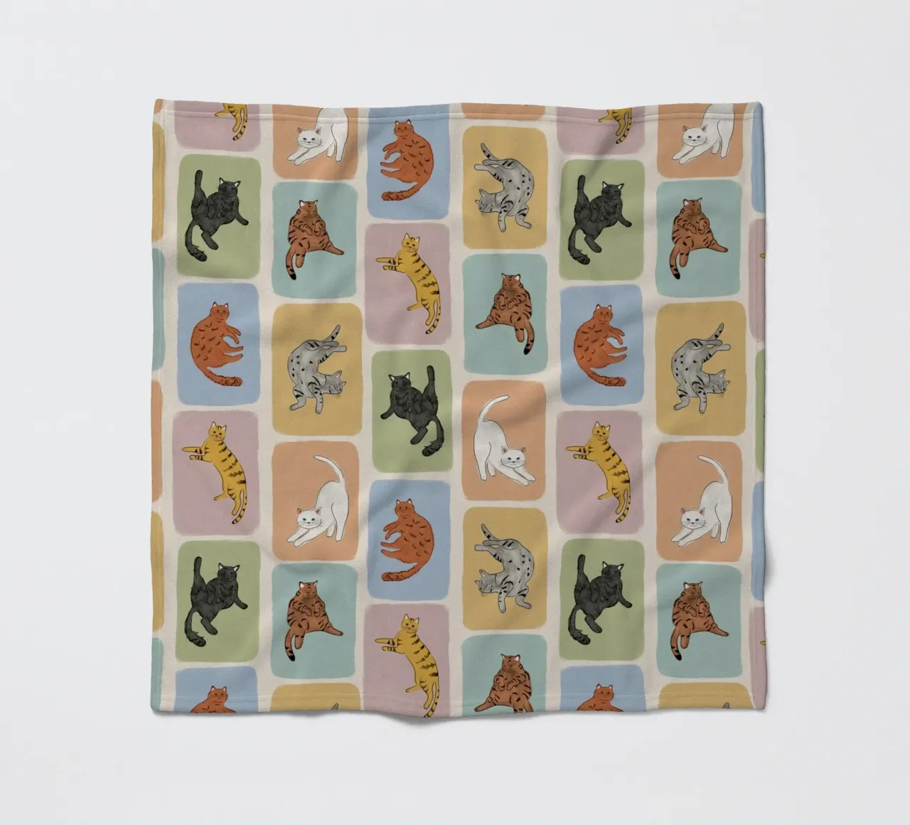 White Cat fleece blanket by Orara Studio