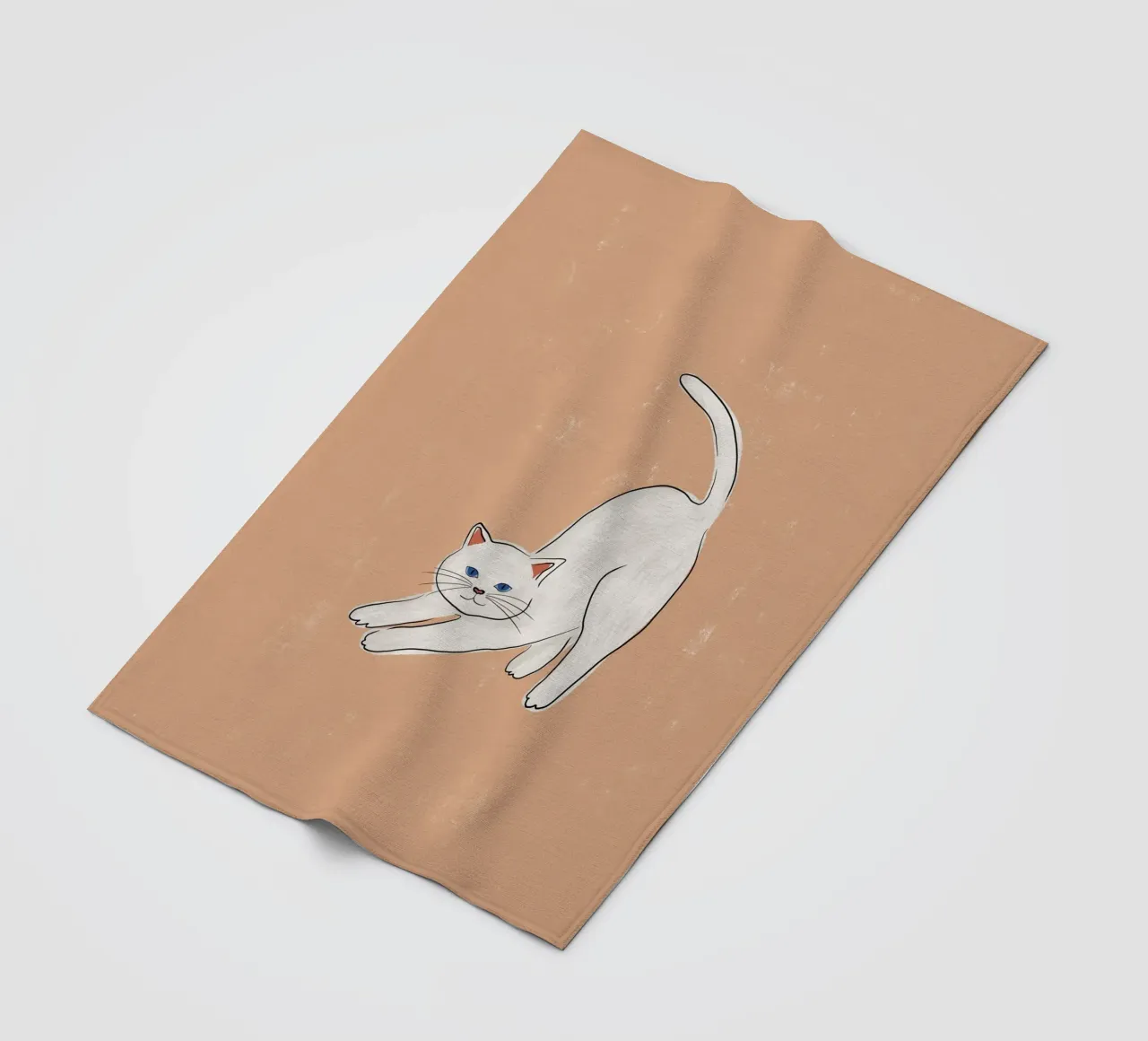 Witte kat fleecedeken van Orara Studio