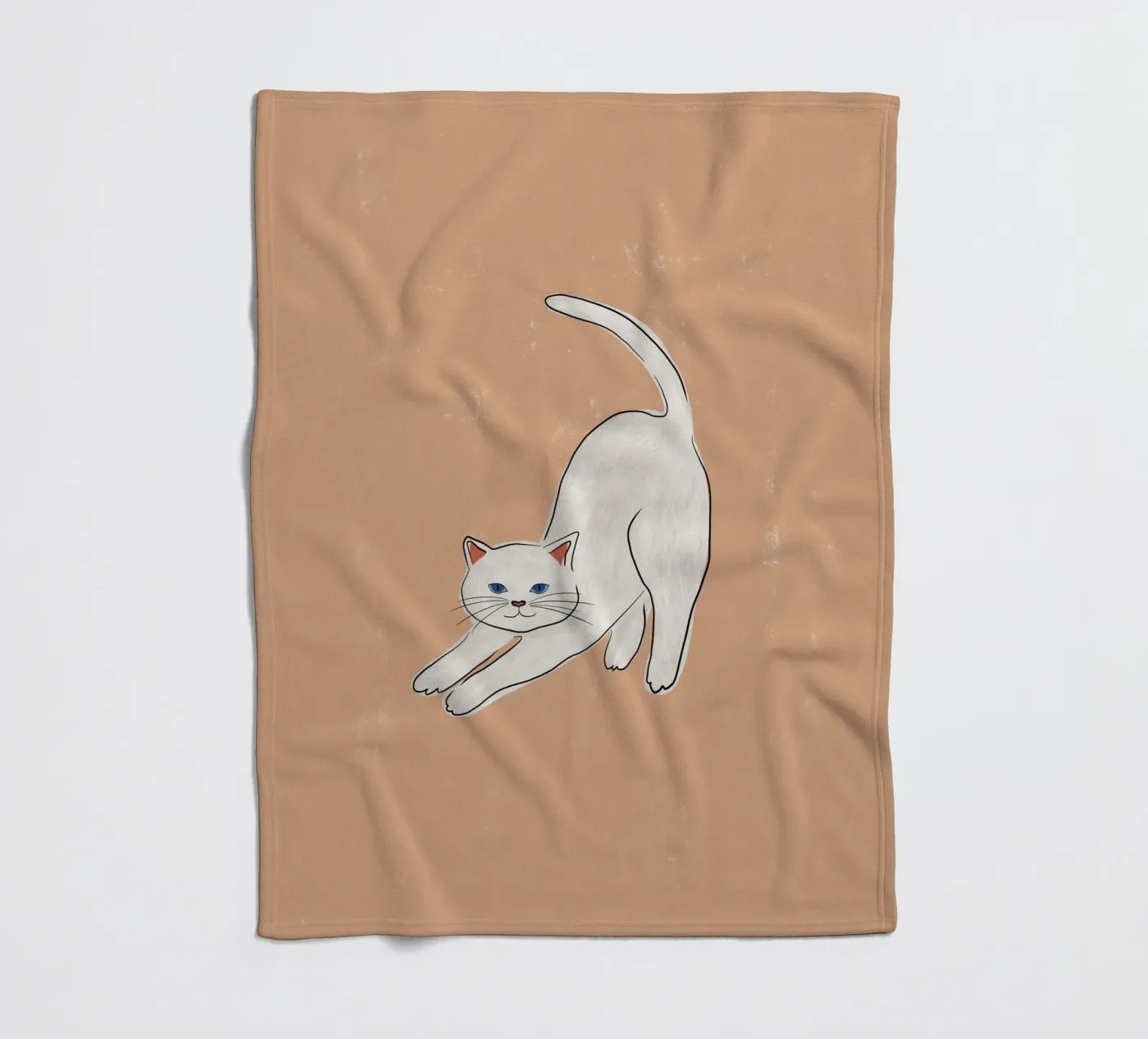 Witte kat fleecedeken van Orara Studio