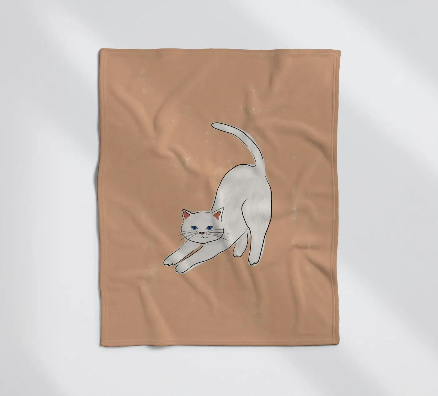Witte kat fleecedeken van Orara Studio