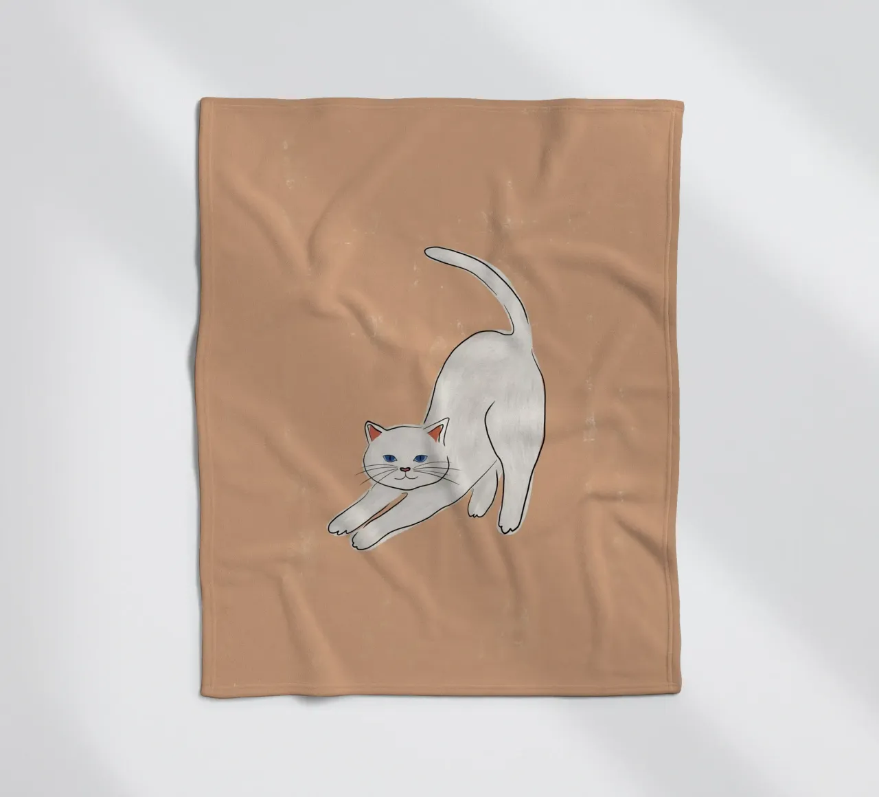 White Cat fleece blanket by Orara Studio