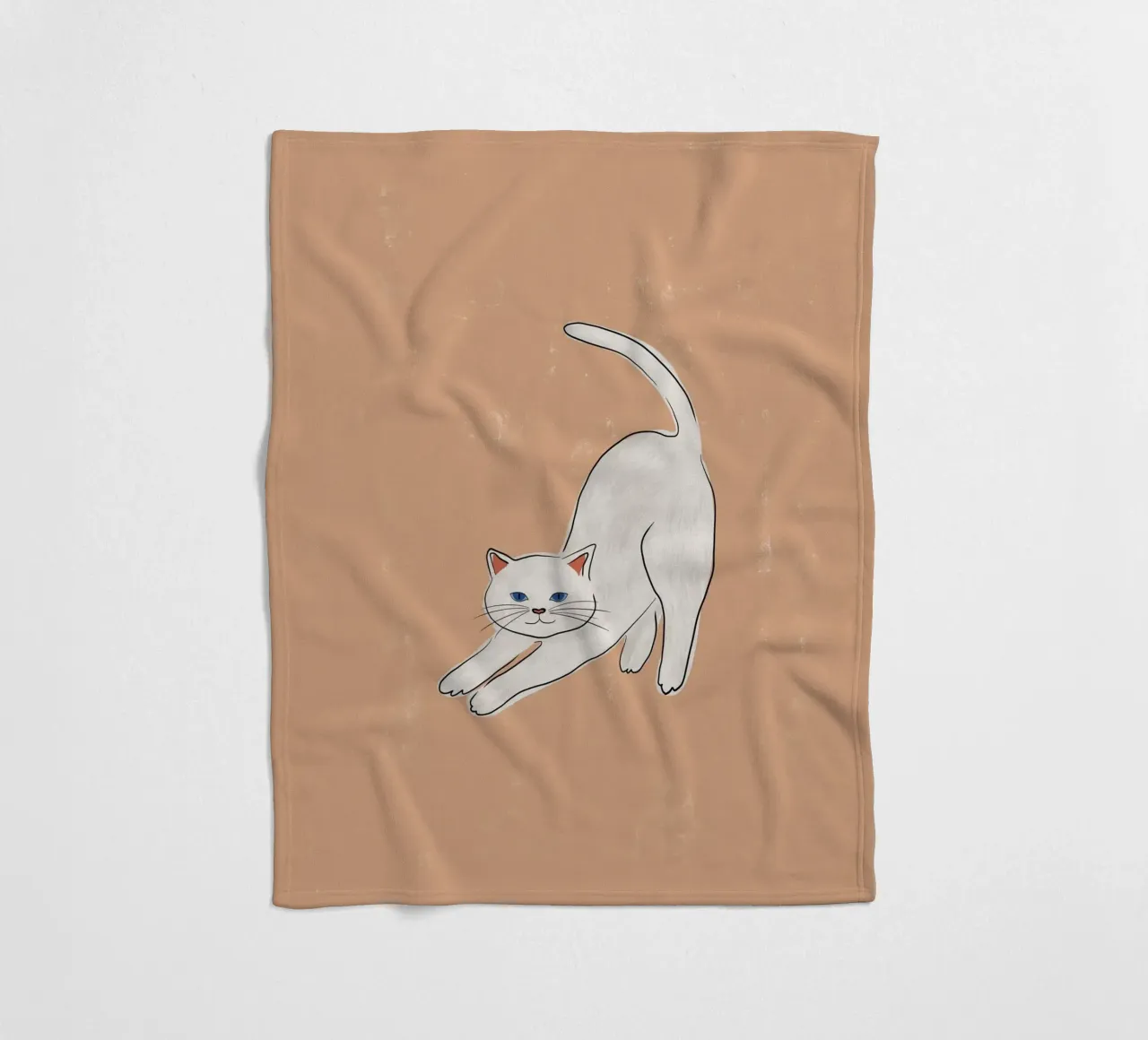 Witte kat fleecedeken van Orara Studio