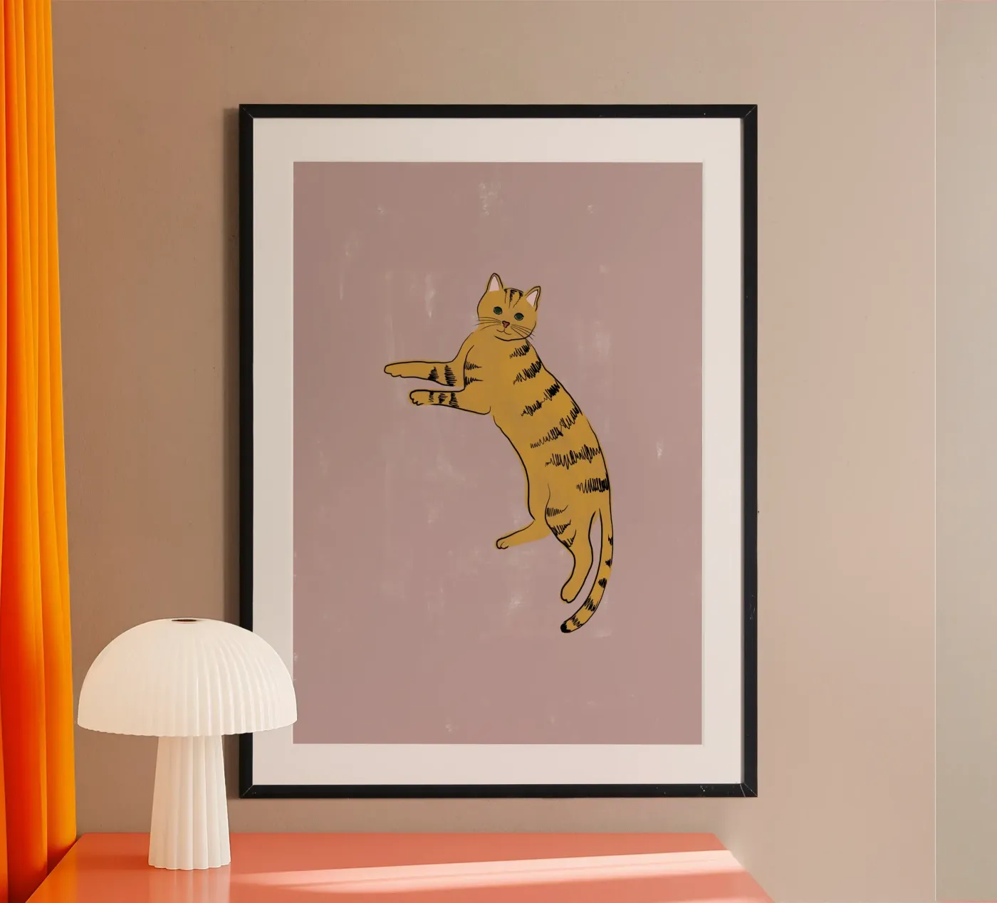 Gele kat poster van Orara Studio