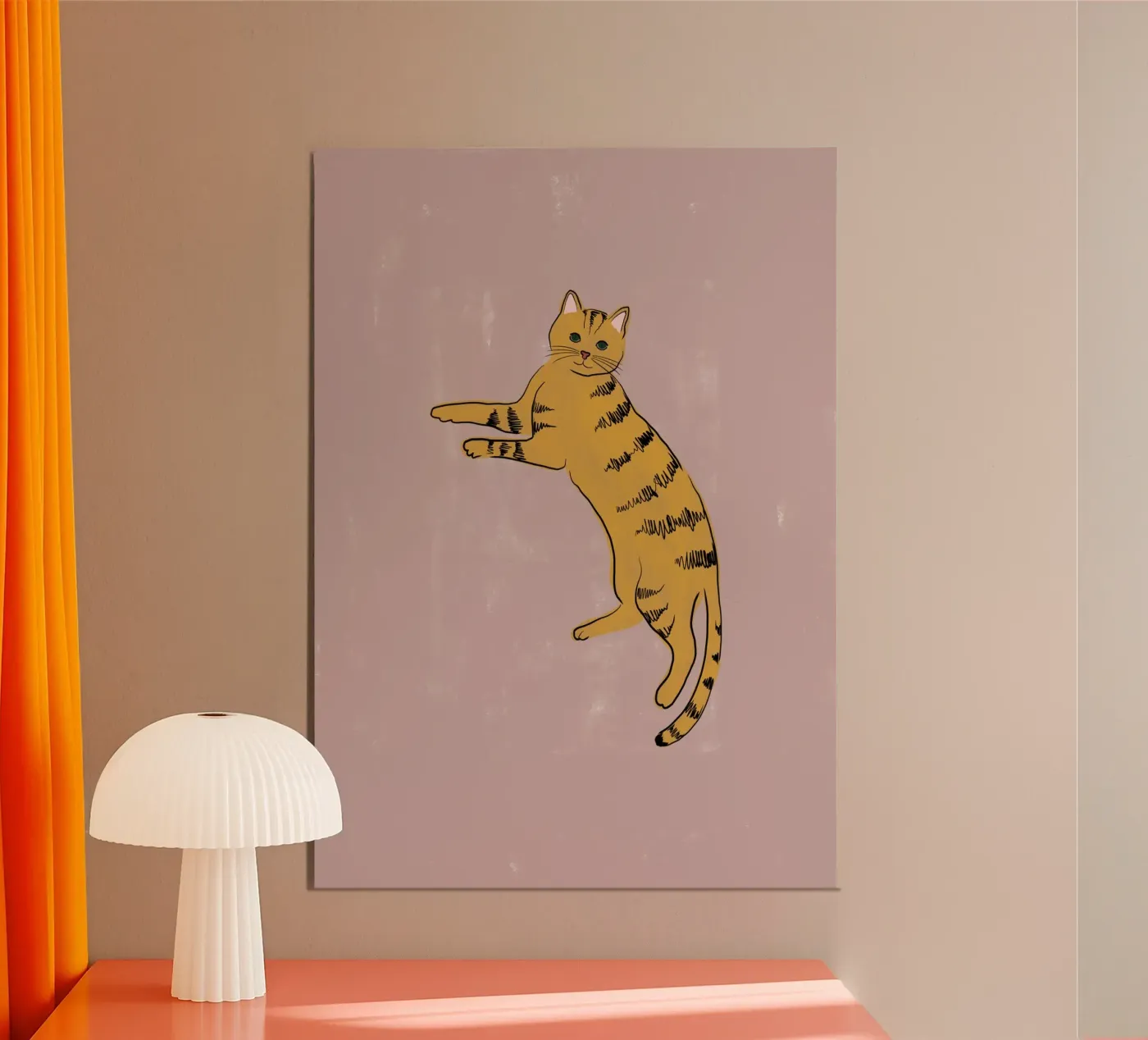 Gele kat poster van Orara Studio