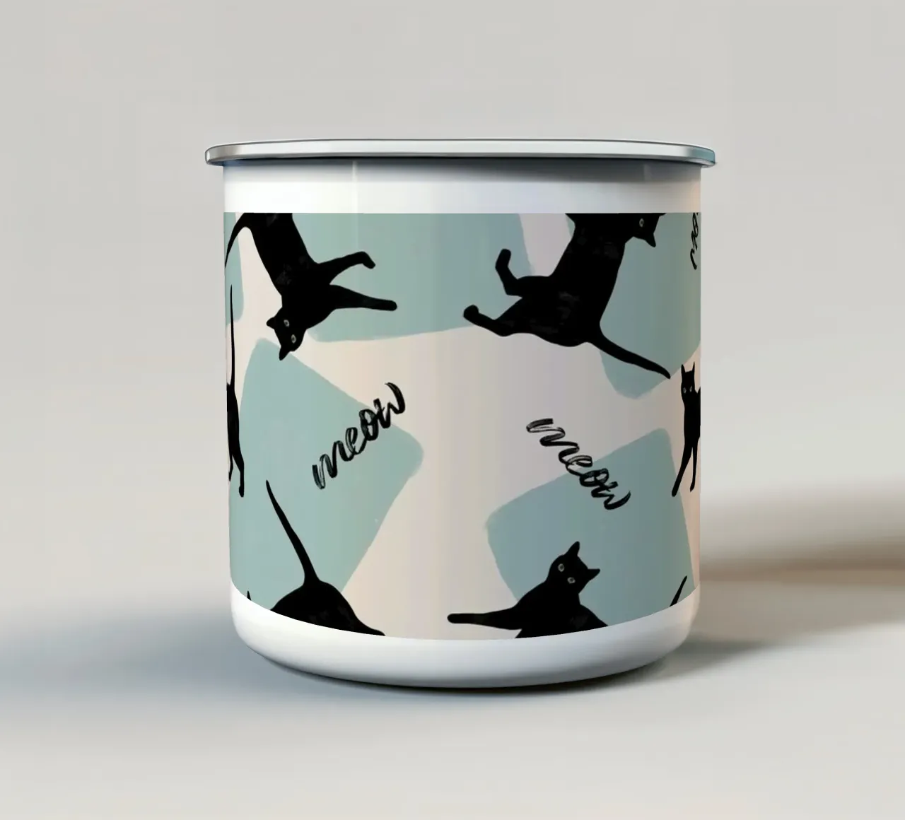 Citazione di un gatto - Meow tazza in smalto da Orara Studio