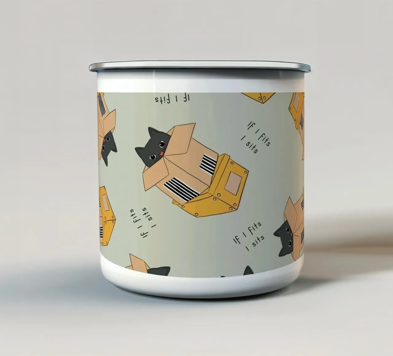 Citazione di gatto - Se mi adatto tazza in smalto da Orara Studio