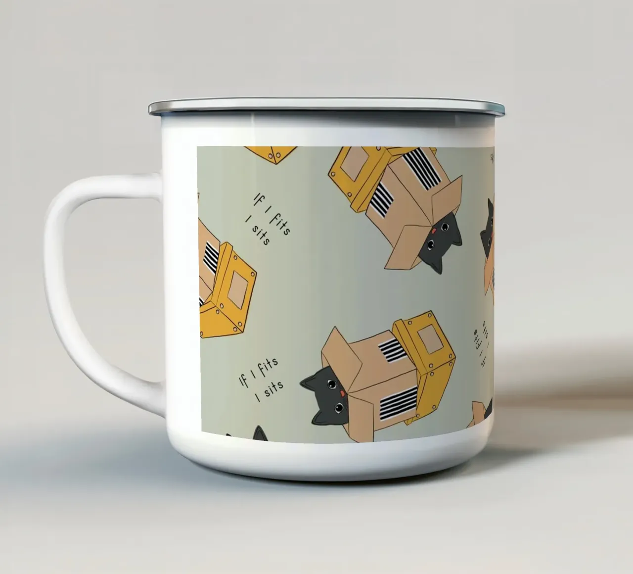 Citazione di gatto - Se mi adatto tazza in smalto da Orara Studio