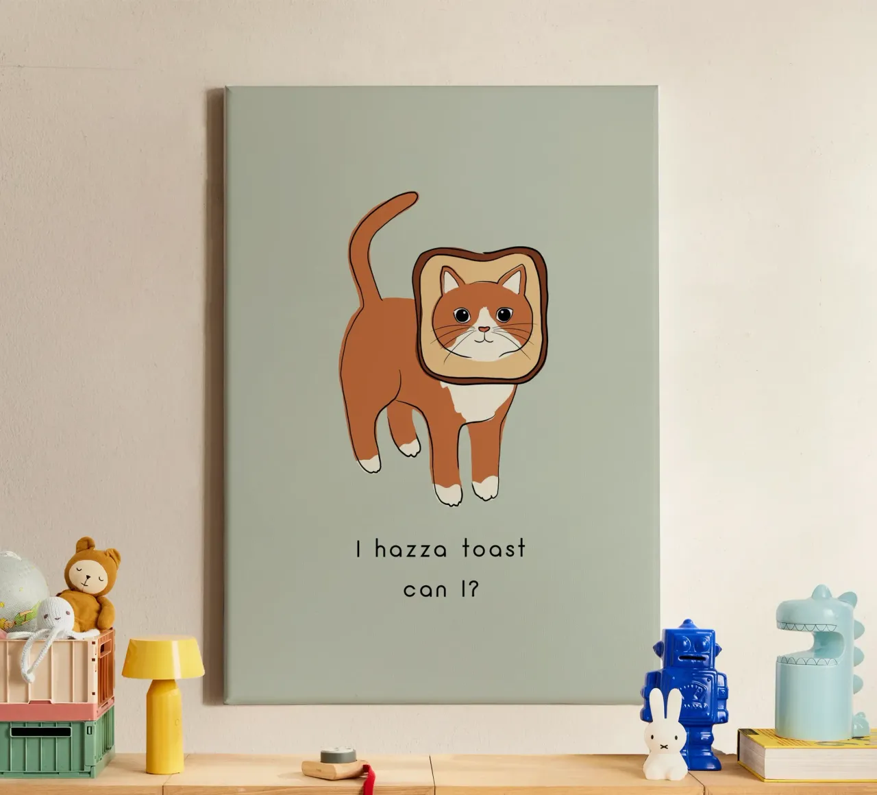Citazione di un gatto - Toast tela con Cornice a cassetta da Orara Studio