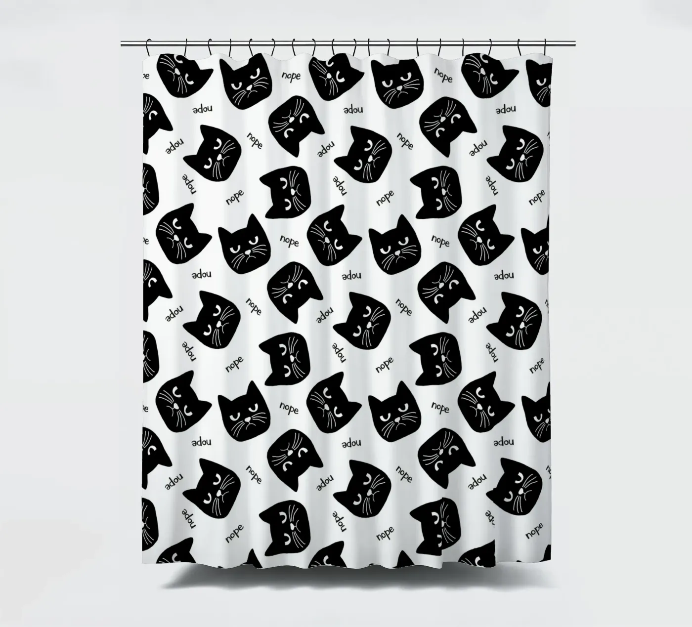 Gatto brontolone tenda da doccia da Orara Studio