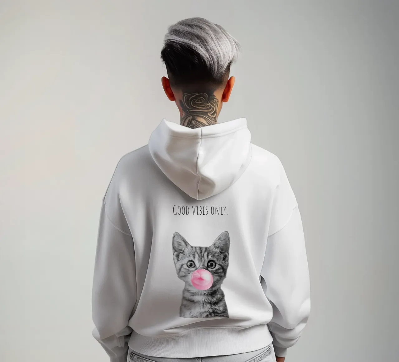 Cool cat - Good Vibes Only - rosa felpa con cappuccio da Melanie Viola